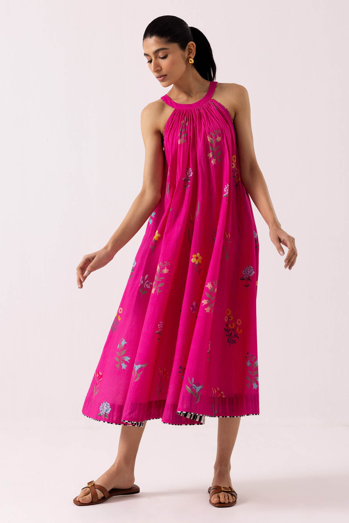 Pink Cotton Sleeveless Dress