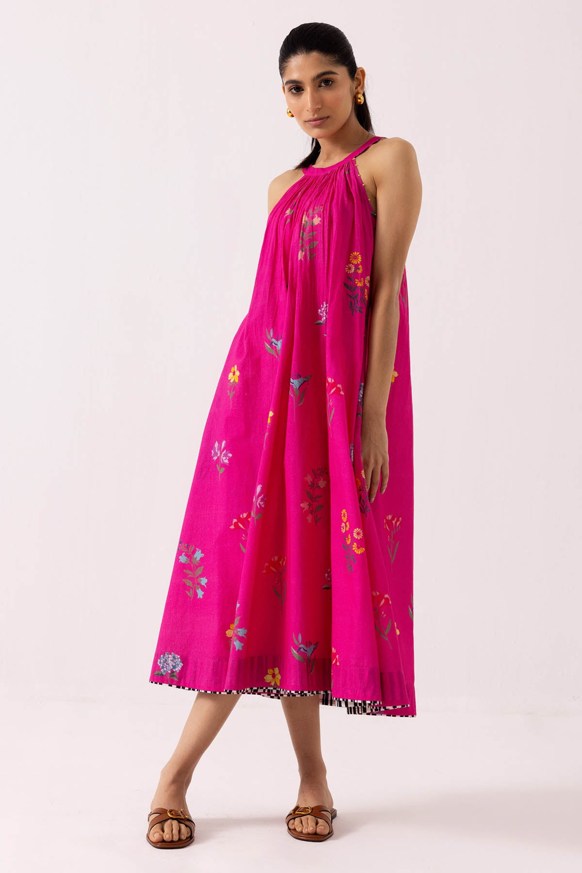 Pink Cotton Sleeveless Dress