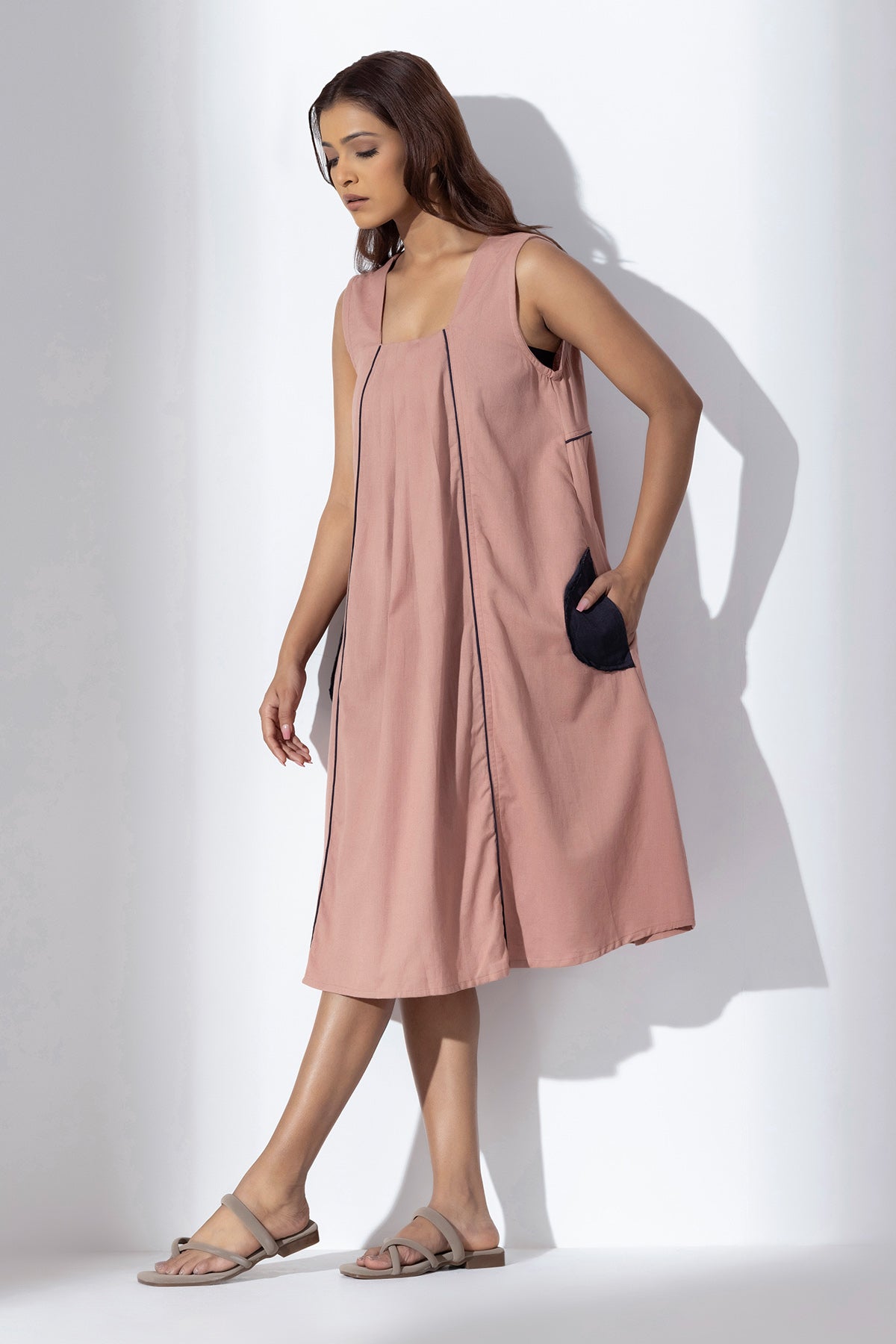 Pink Sleeveless Cotton Dress
