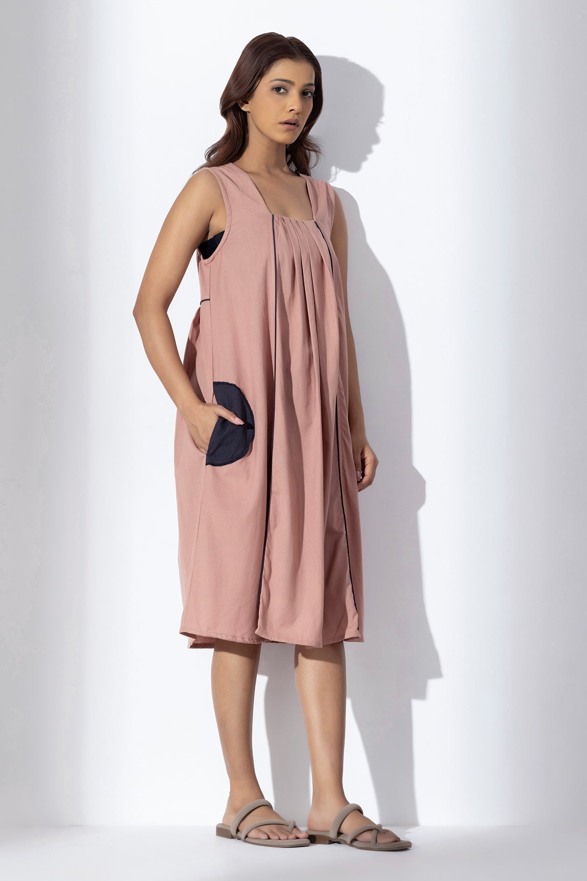 Pink Sleeveless Cotton Dress