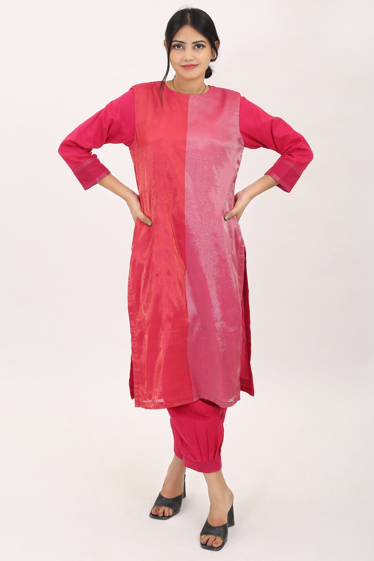Buy Simply Kitsch Pink Kurta Set for Women online available at ScrollnShops