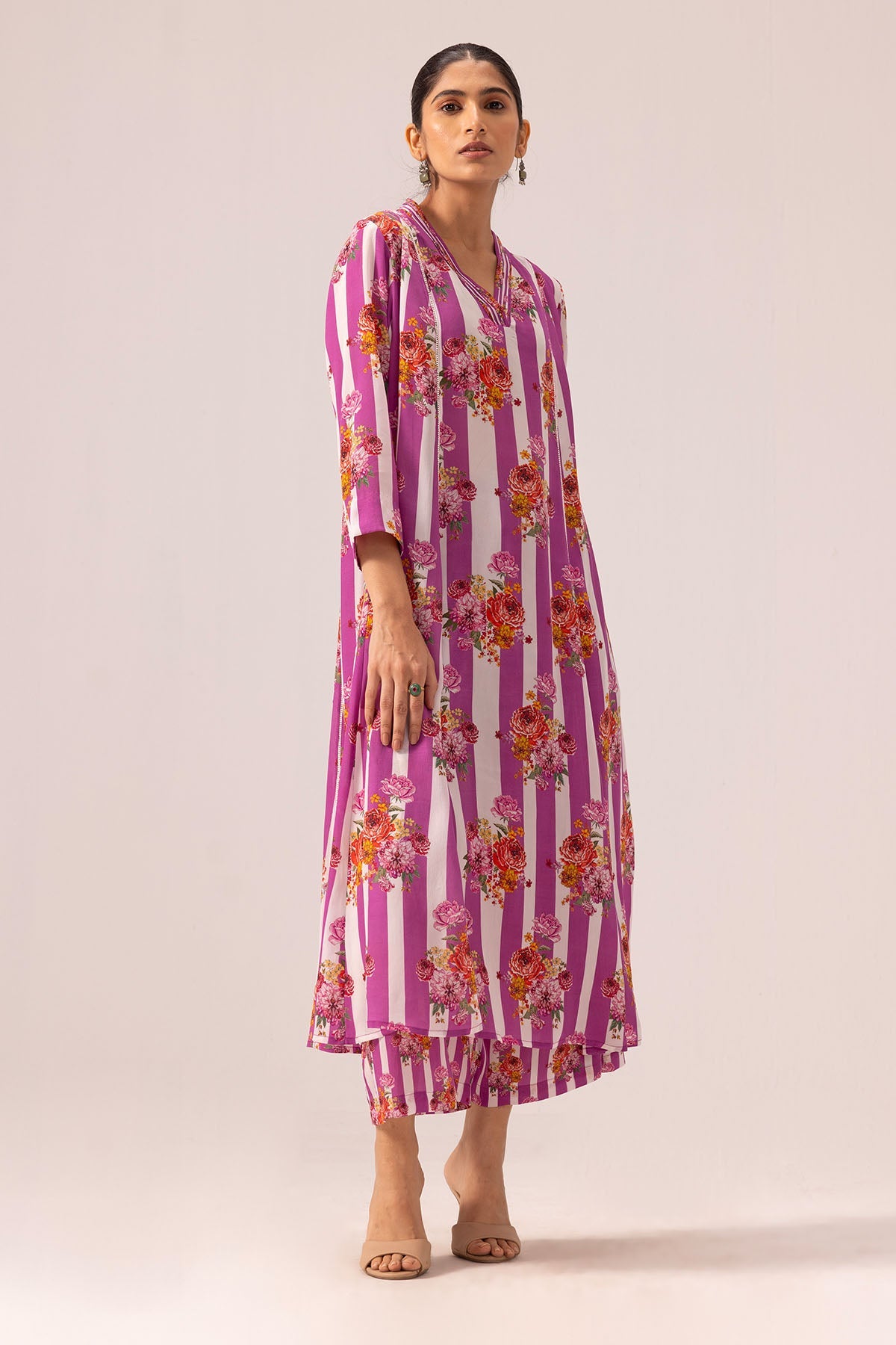 Buy Pink Crepe Pintuck Kurta & Pant By Label Shreya Sharma For Women Online at ScrollnShops