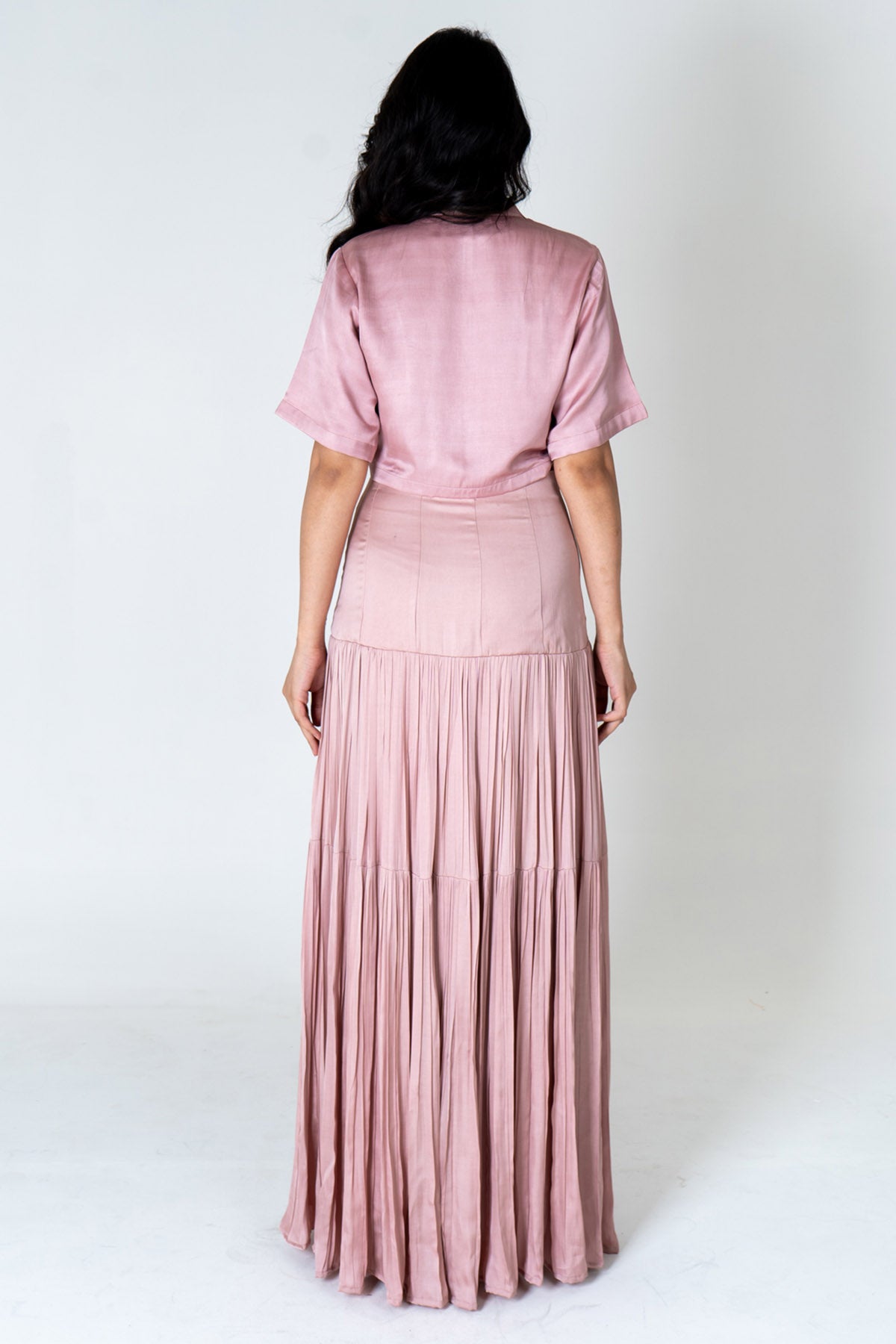 Pink Crop Top & Gathered Skirt