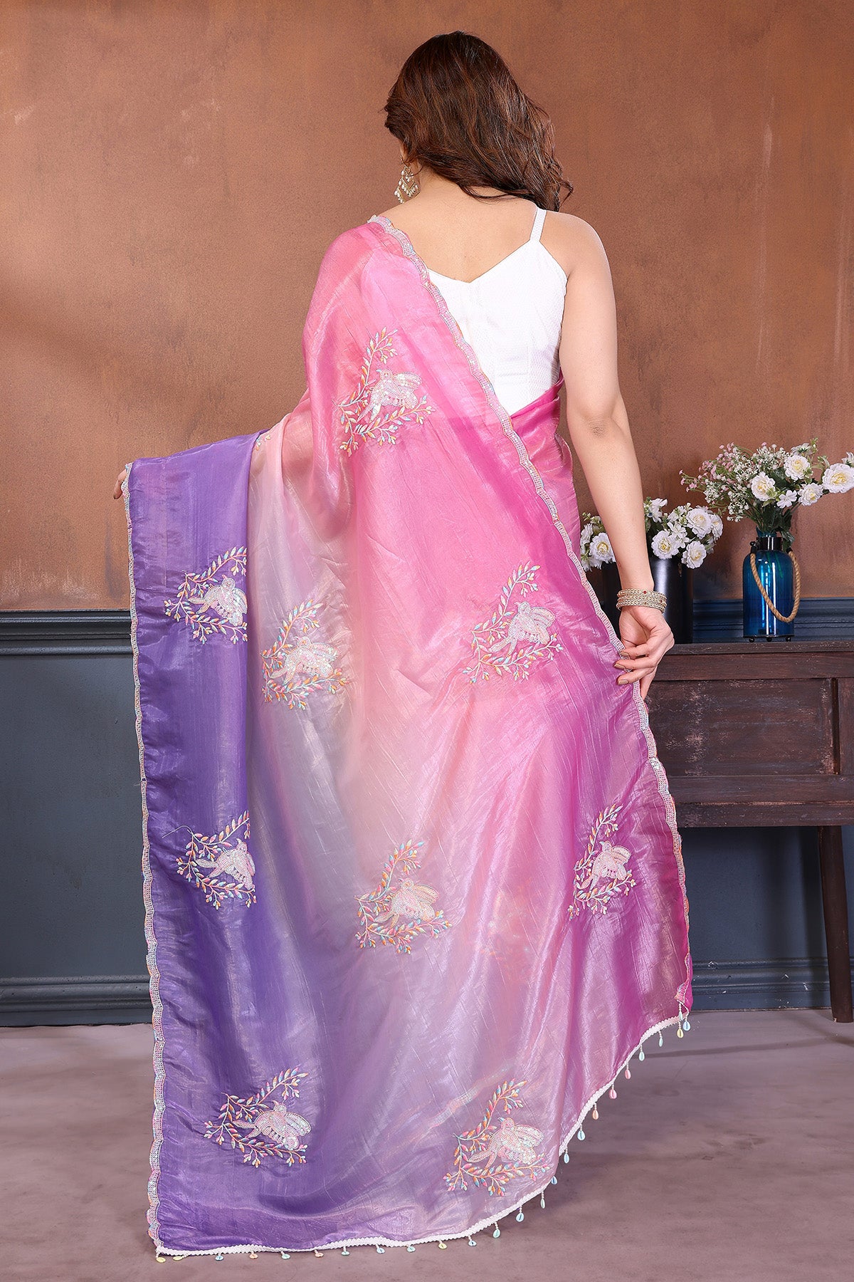 Pink Crush Embroidered Saree