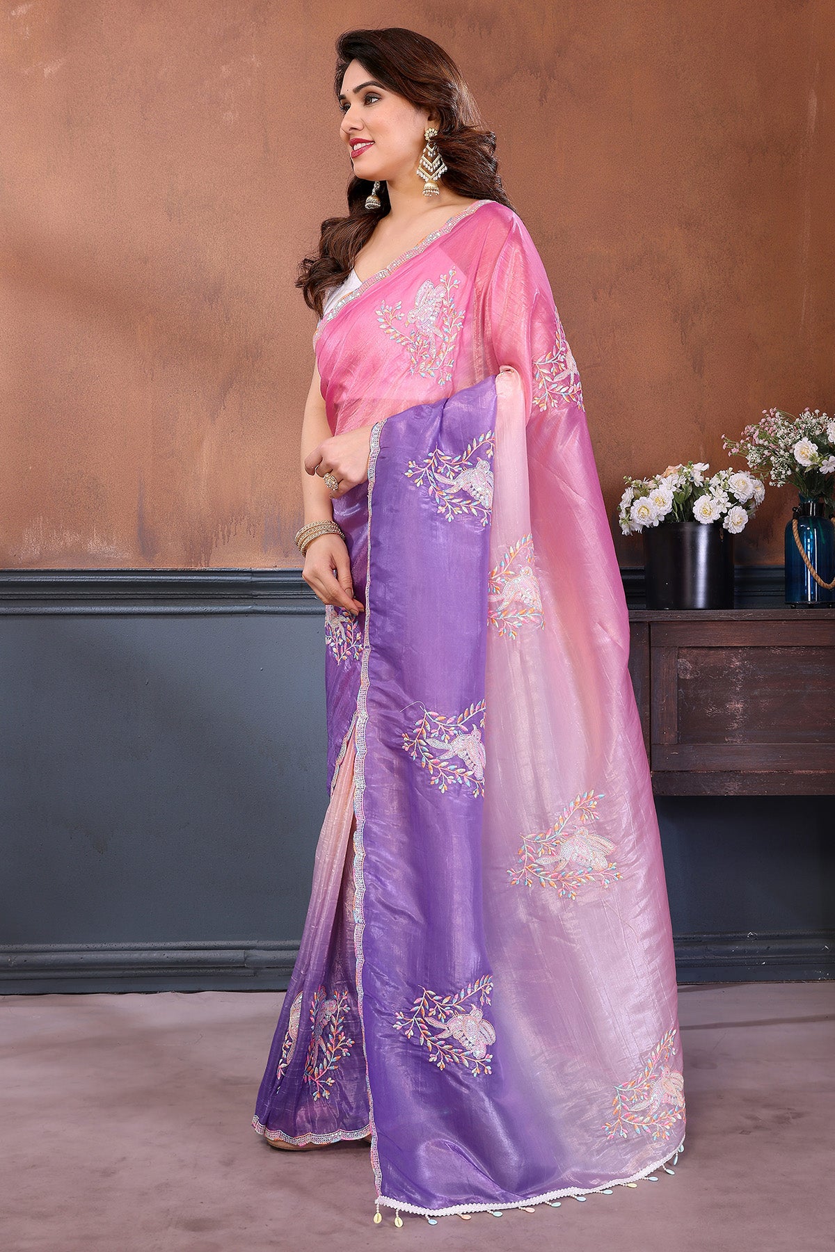 Pink Crush Embroidered Saree