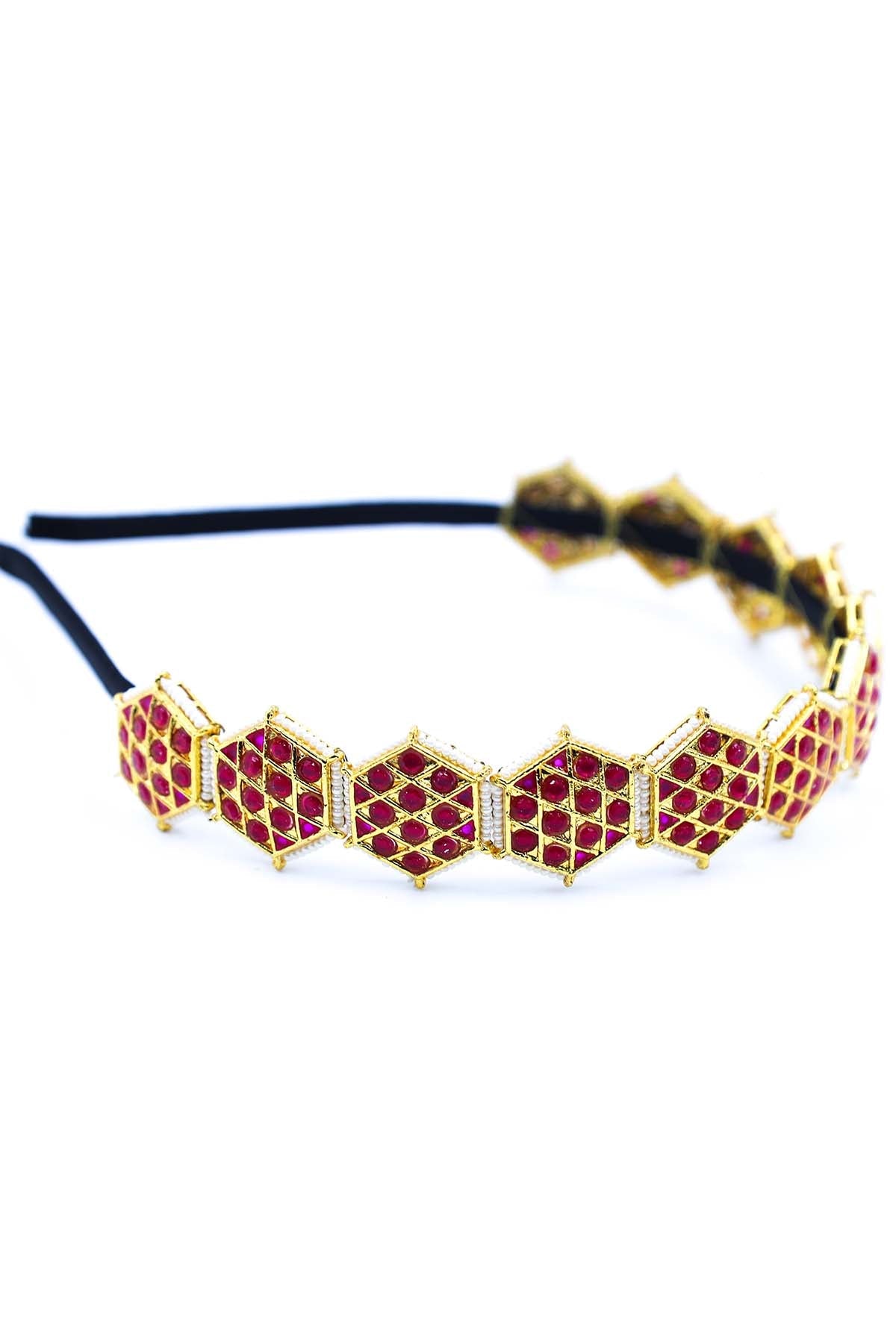 Buy Pink Crystal Work Hairband by Foot Fuel for women online at ScrollnShops