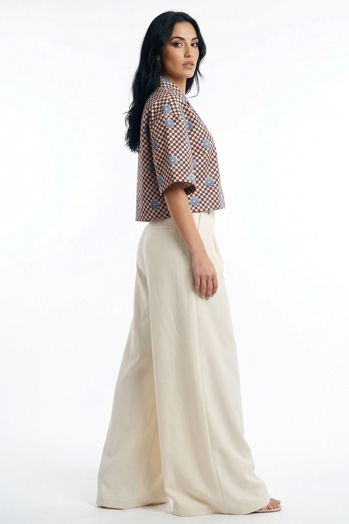Pink Cuban Collared Crop Shirt