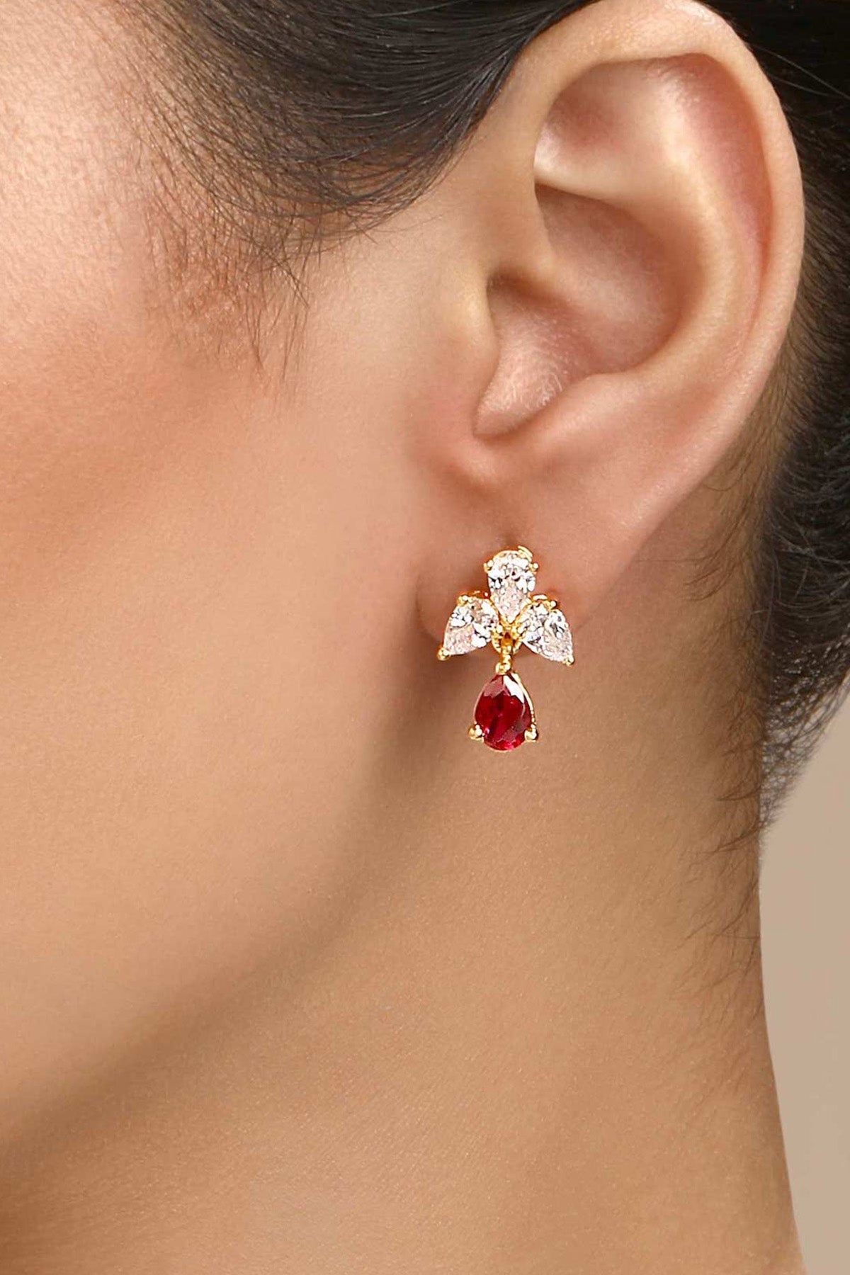 Buy Pink Cubic Zirconia Earrings by Sica for women online at ScrollnShops