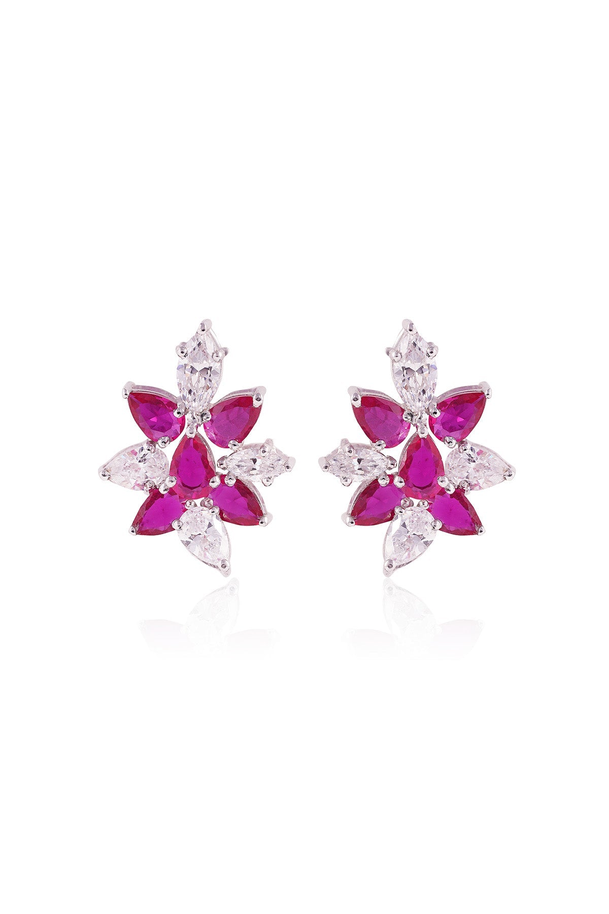 Buy Pink Cubic Zirconia Floral Studs by Prata for women online at ScrollnShops