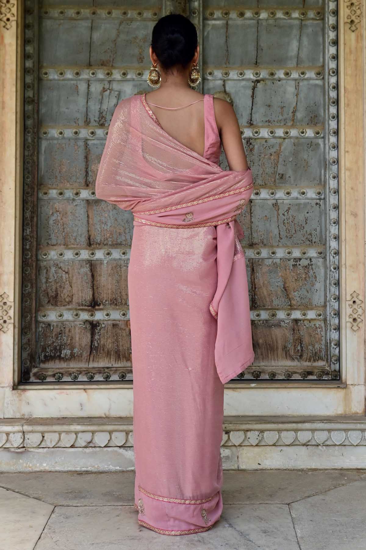 Pink Cutdana Embroidered Saree