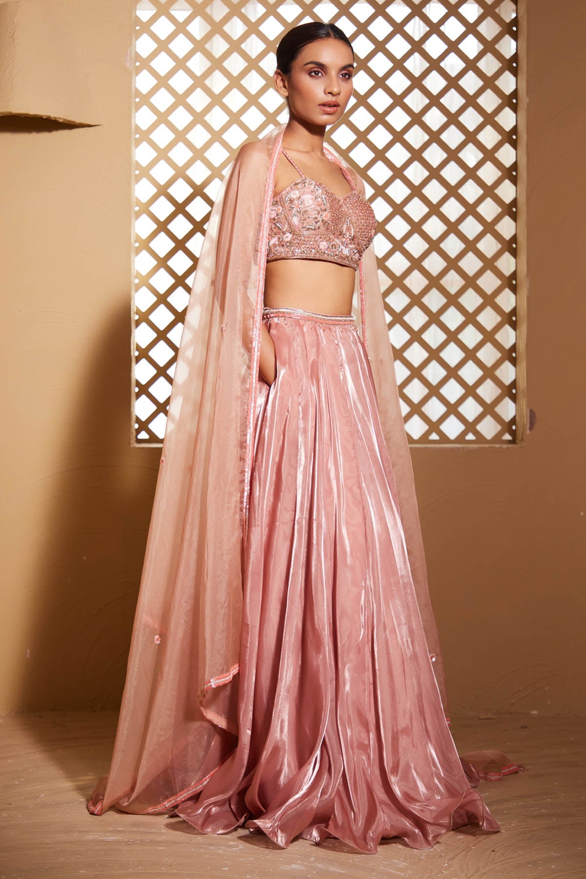 Muditaa By Urmila Pink Cutdana Work Lehenga Set for women online at ScrollnShops