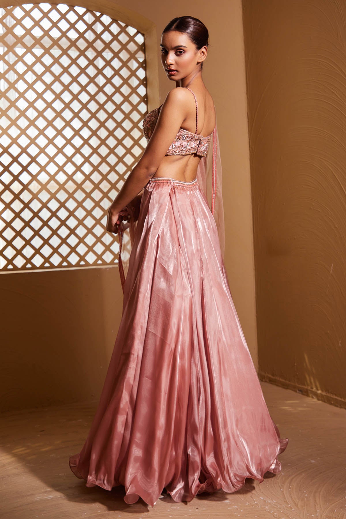 Pink Cutdana Work Lehenga Set