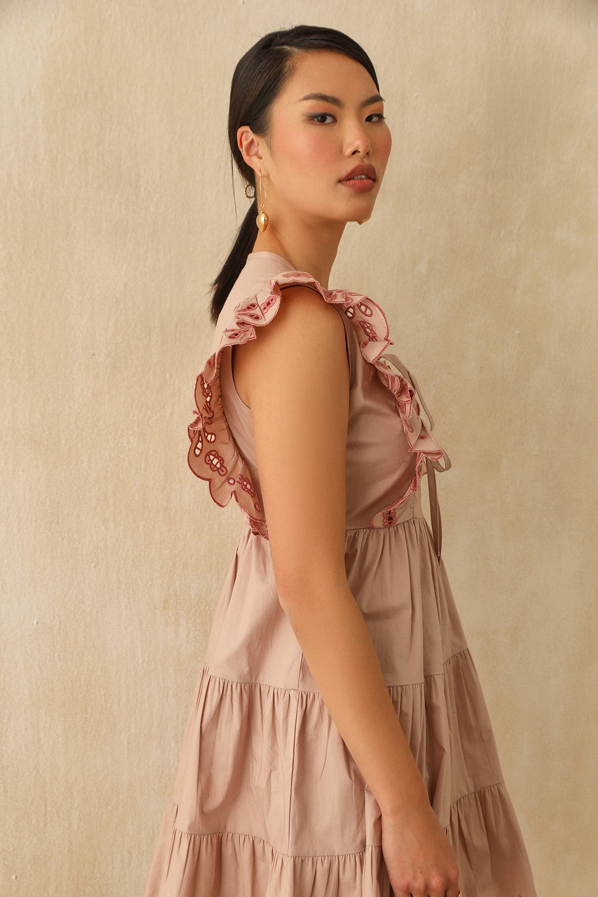 Embroidered Pink Cutwork Dress