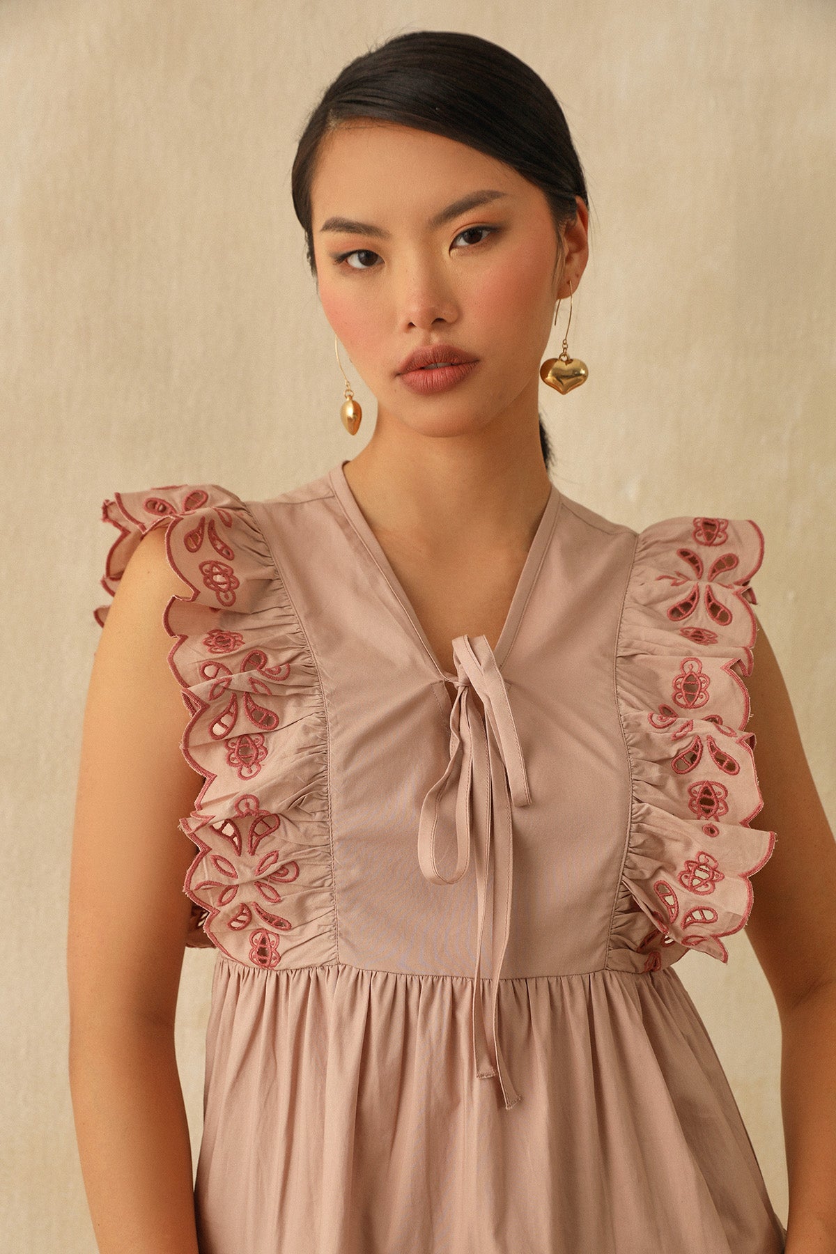 Embroidered Pink Cutwork Dress