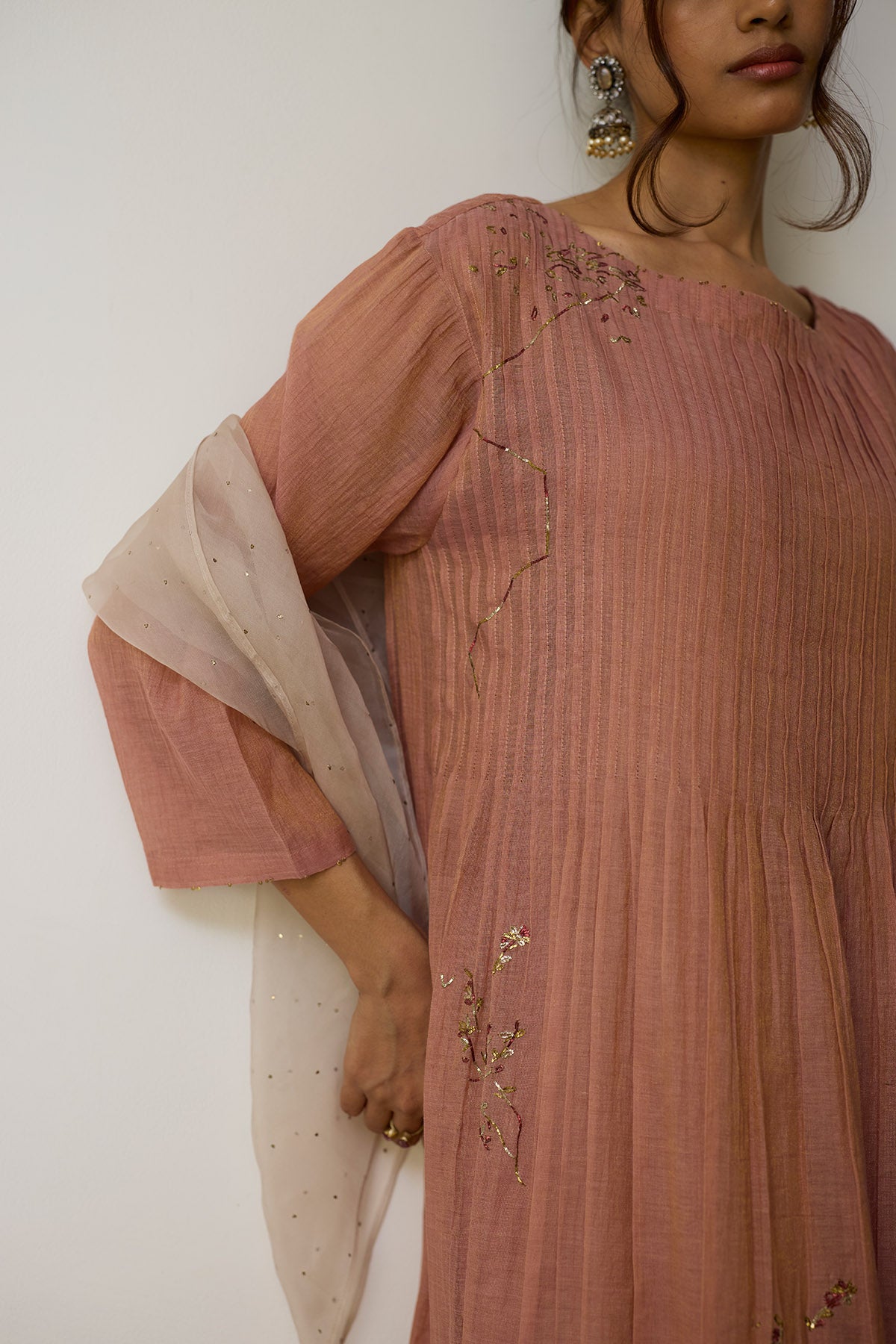 Pink Dabka Embroidery Kurta Set