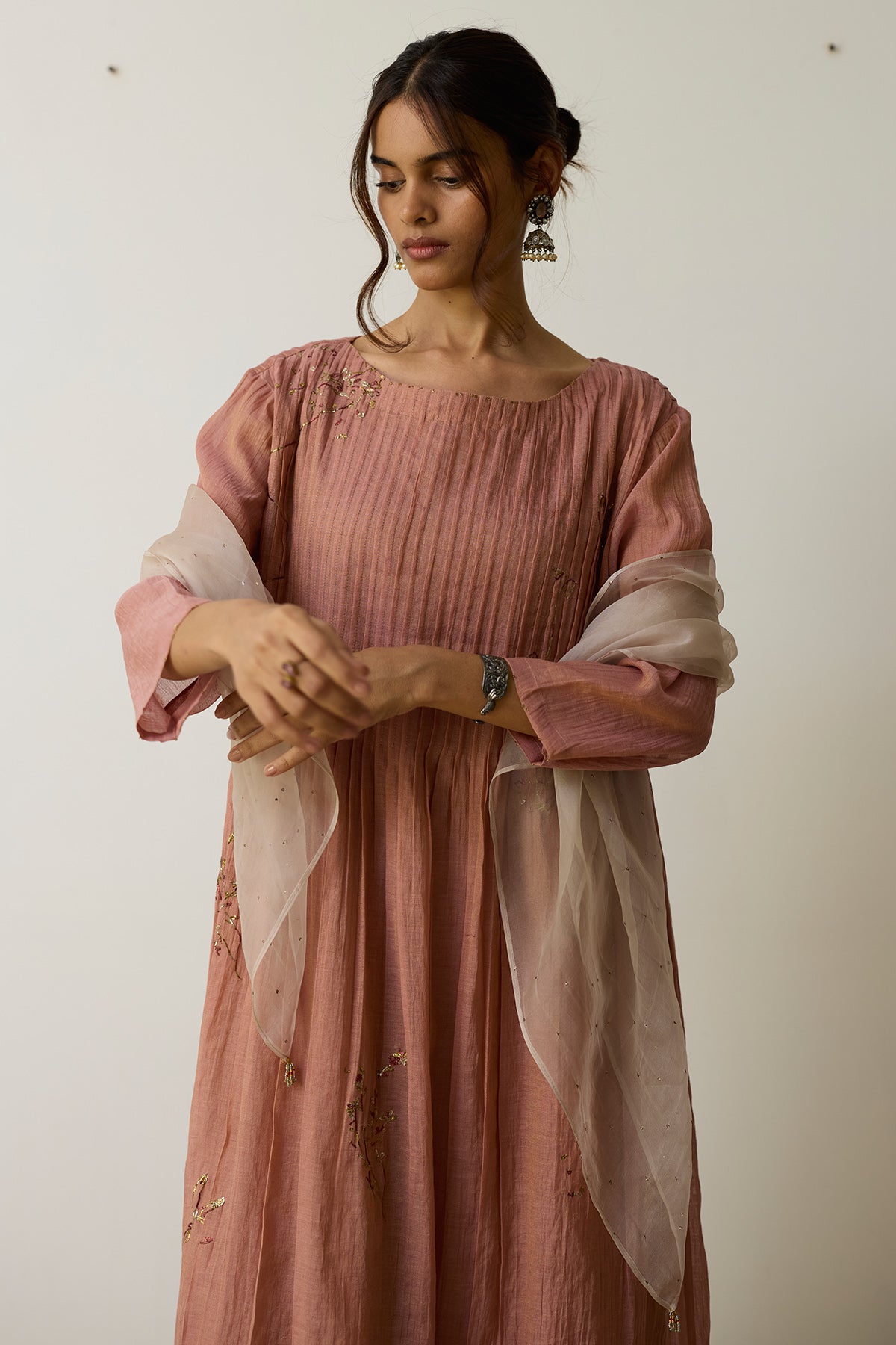 Pink Dabka Embroidery Kurta Set