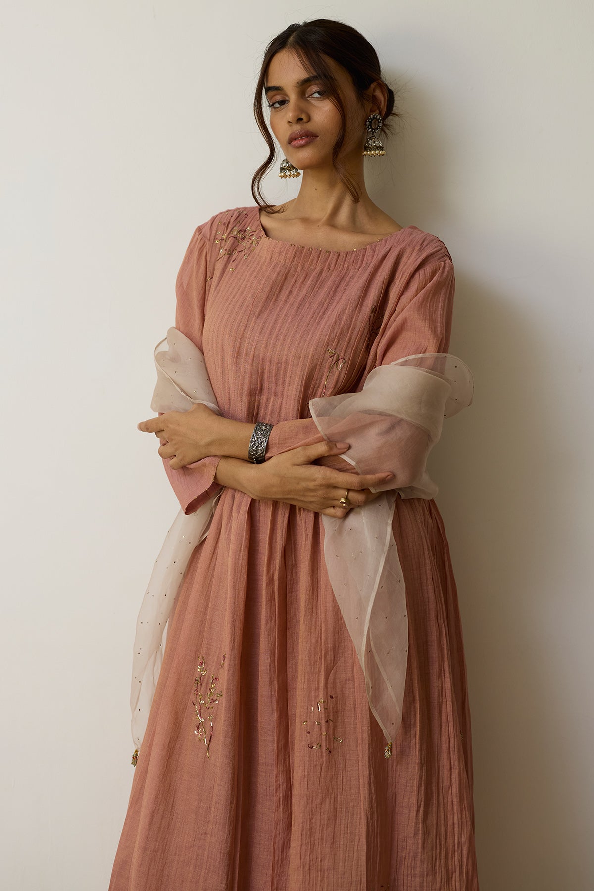 Pink Dabka Embroidery Kurta Set