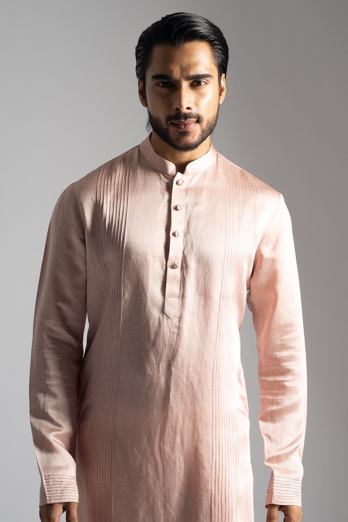 Pink Diagonal Cut Kurta & Pants