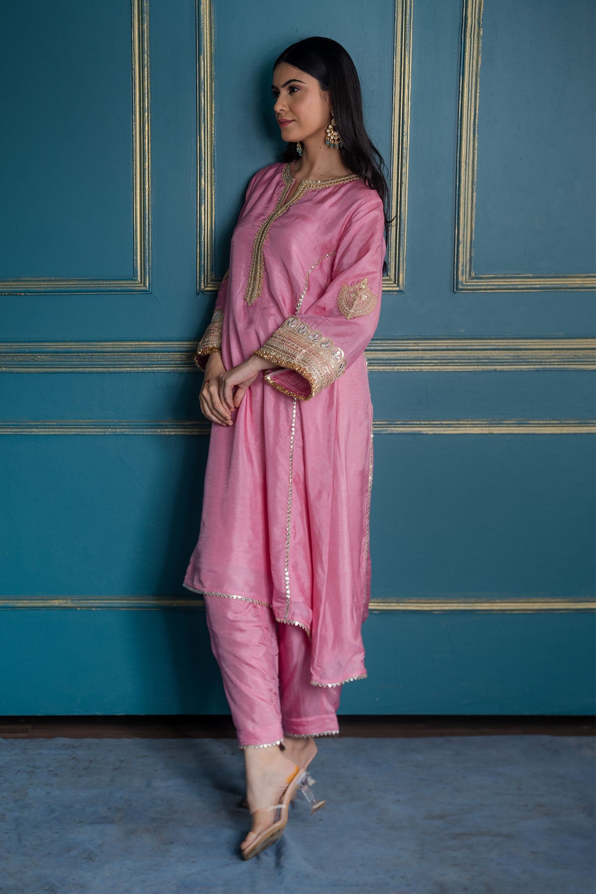 Pink Dola Silk Kurta & Pants