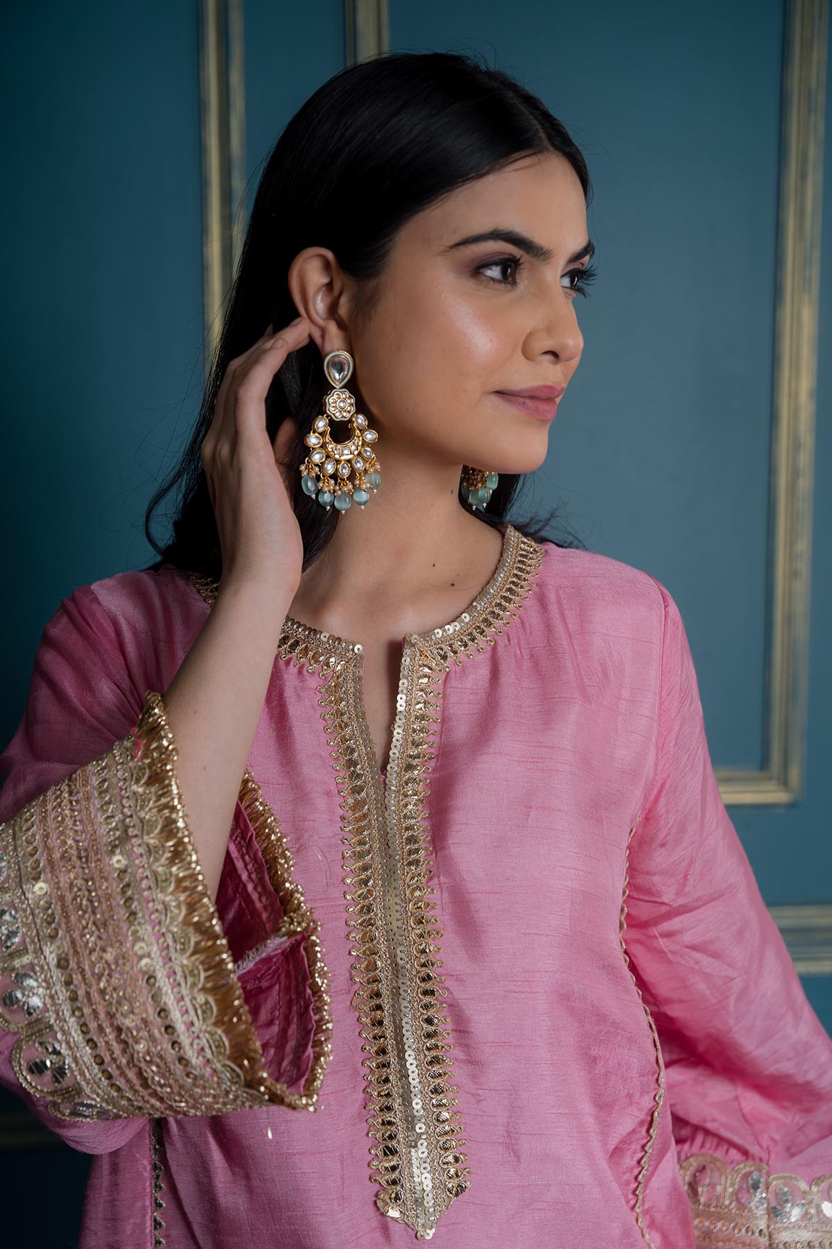 Pink Dola Silk Kurta & Pants
