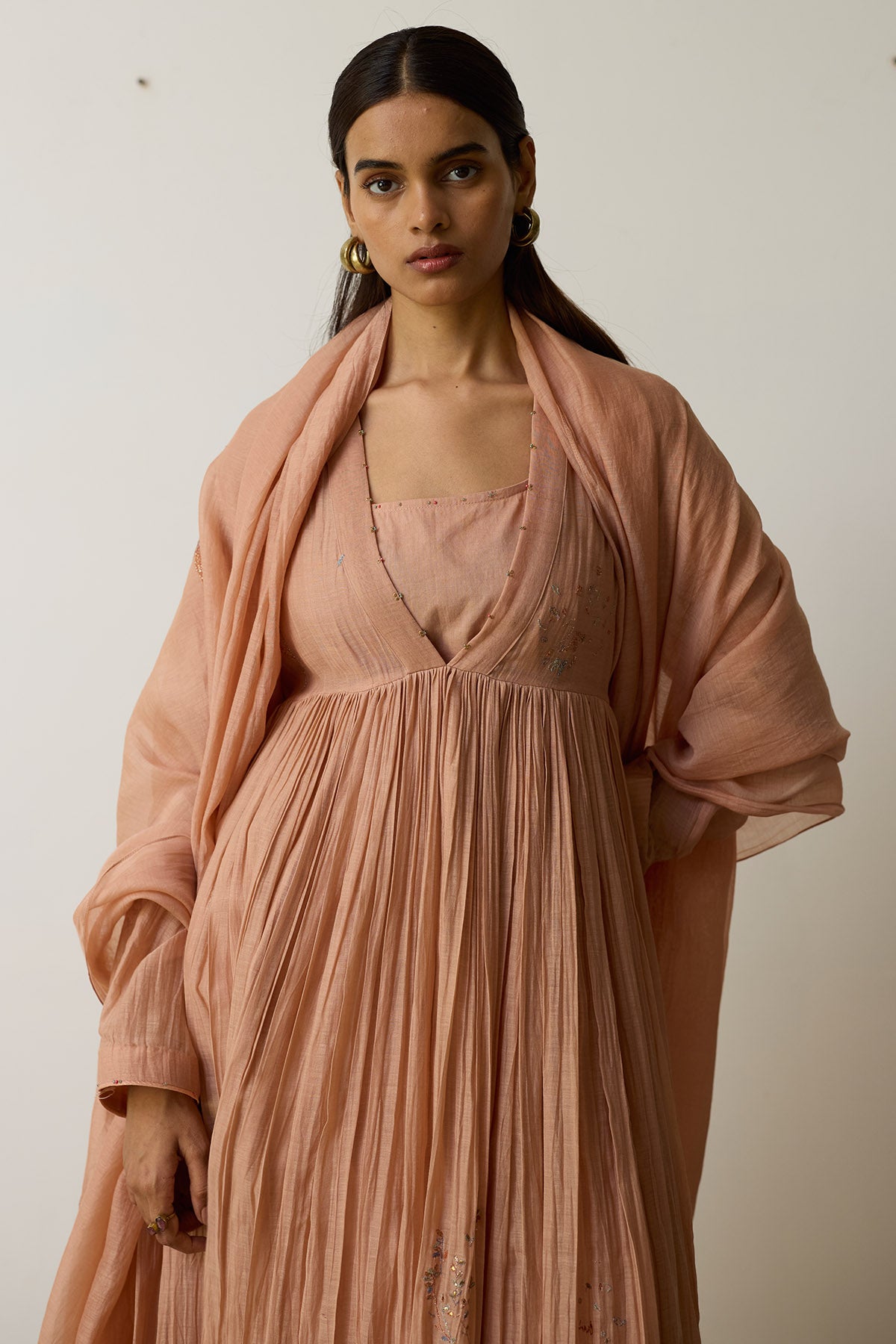 Pink Dori & Dabka Anarkali Set