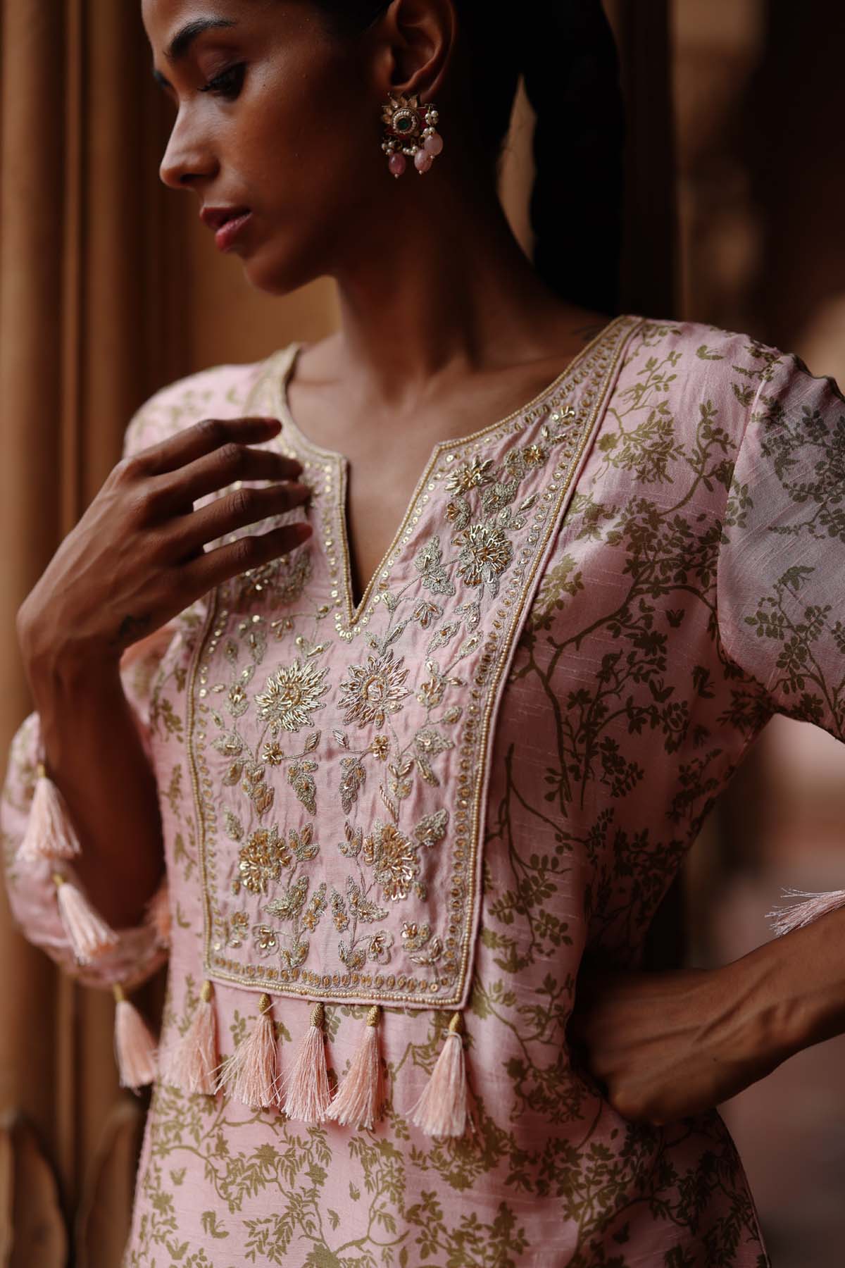 Pink Dori Embroidered Kurta Set