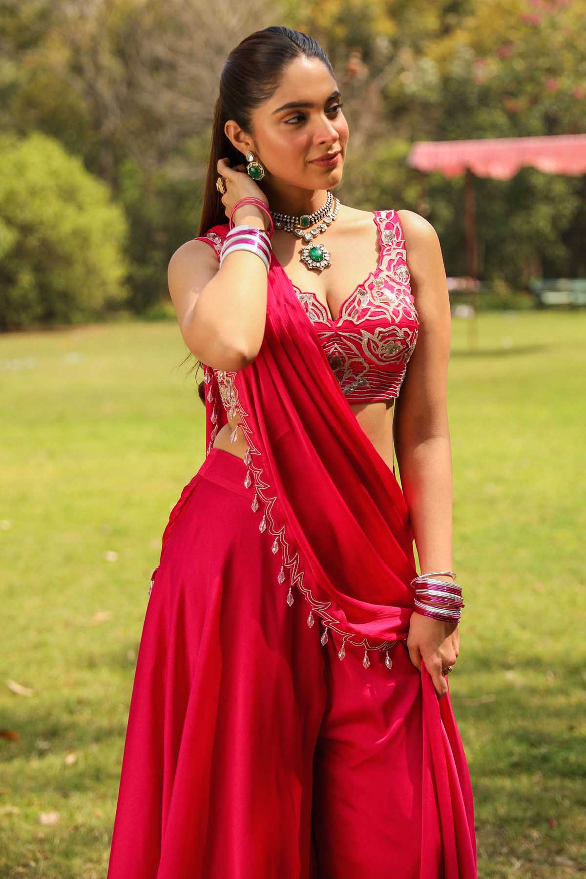 Pink Dori Embroidered Saree