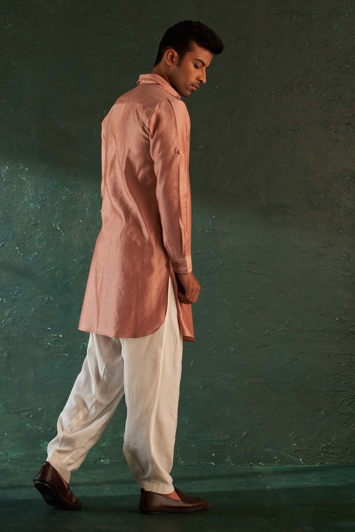 Pink Dori work Pathani Kurta Set