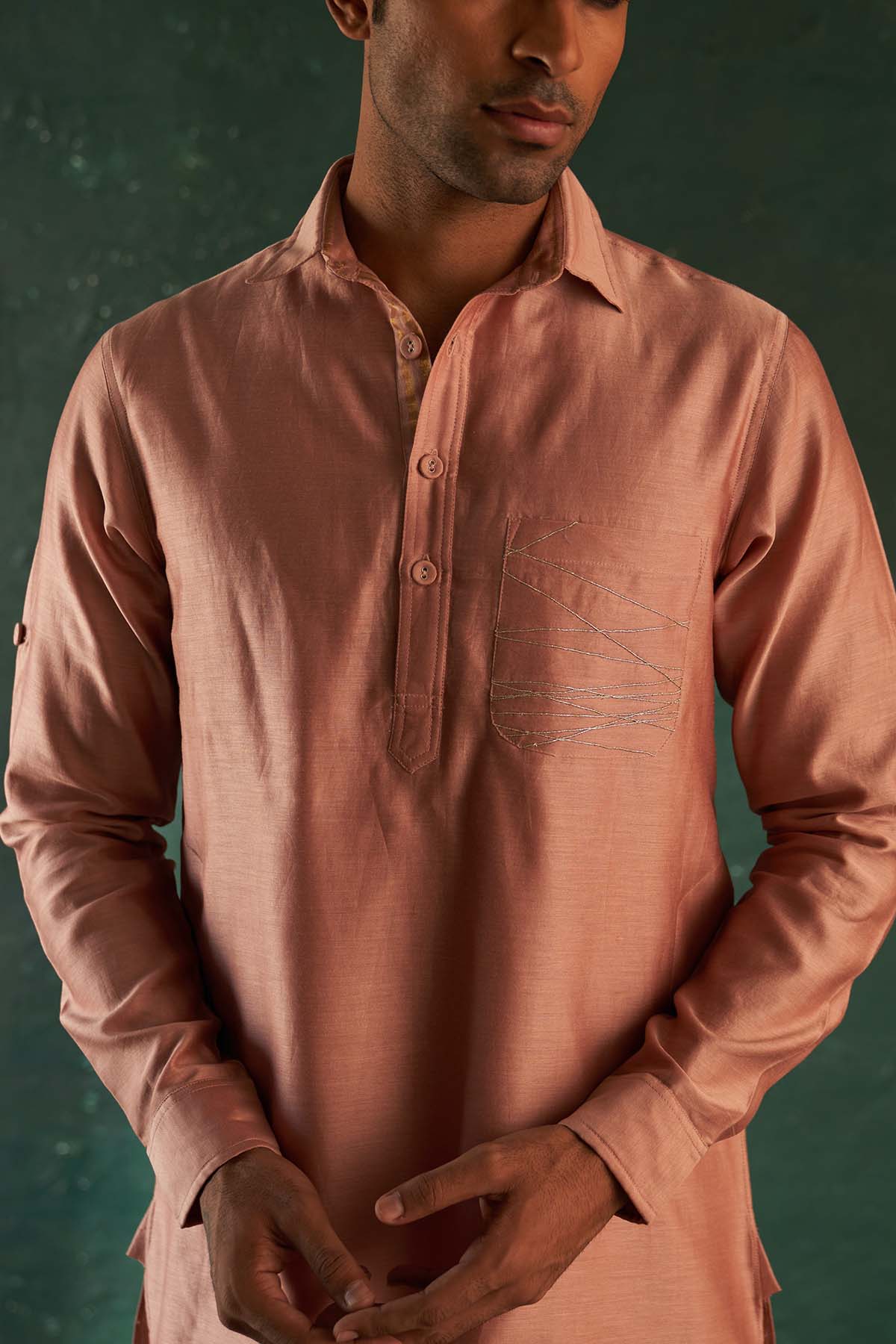 Pink Dori work Pathani Kurta Set