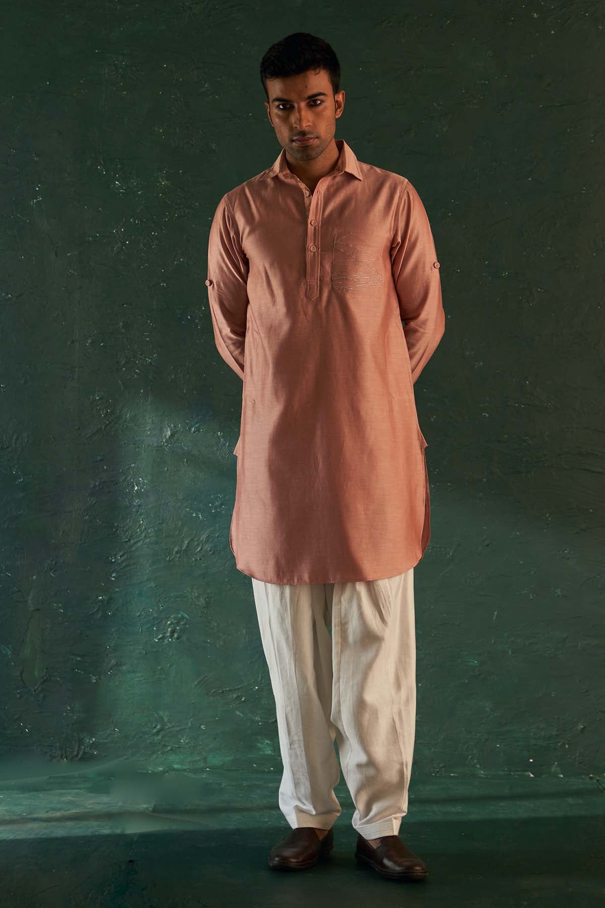 Buy Pink Dori work Pathani Kurta Set Online