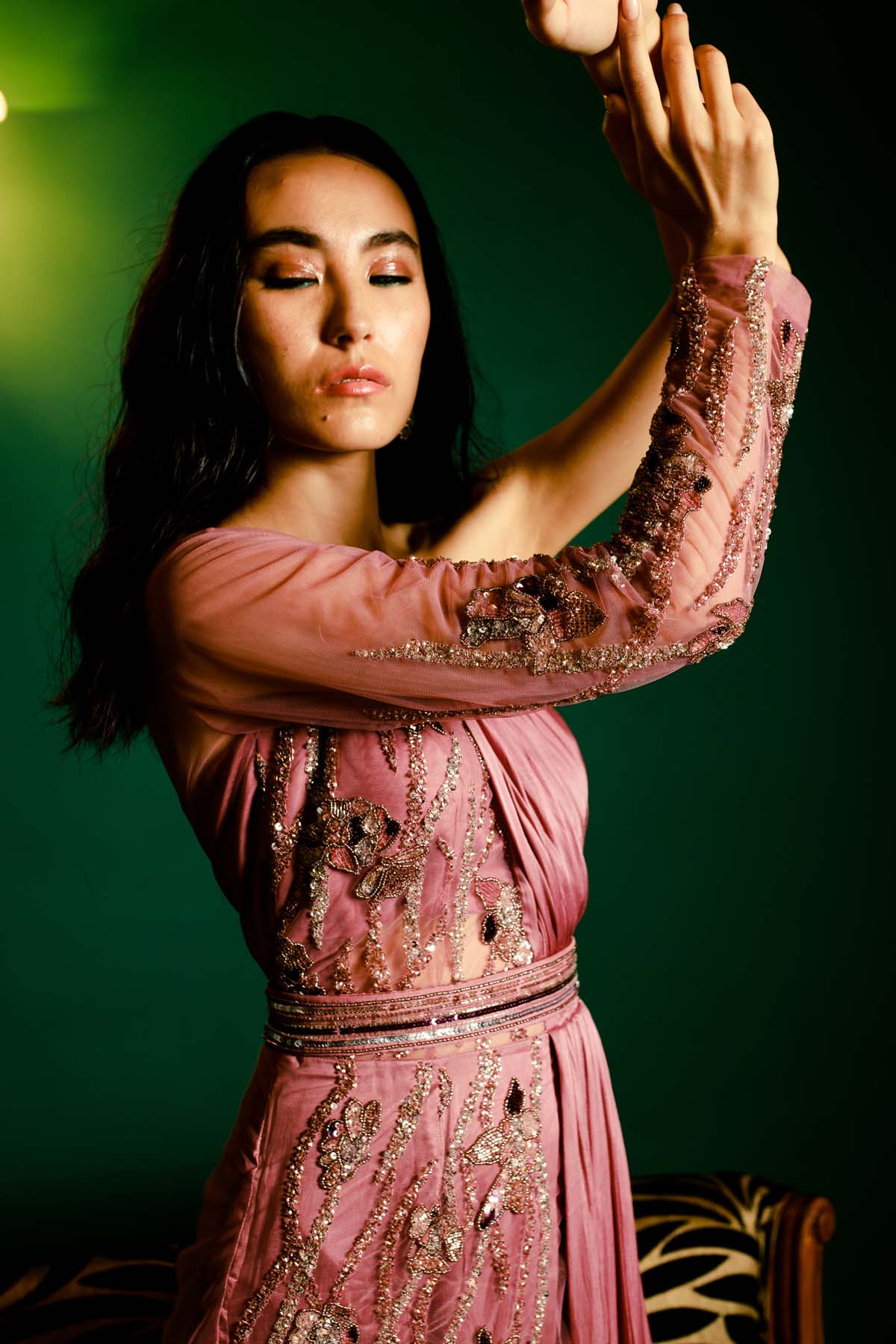 Pink Drape One Shoulder Gown