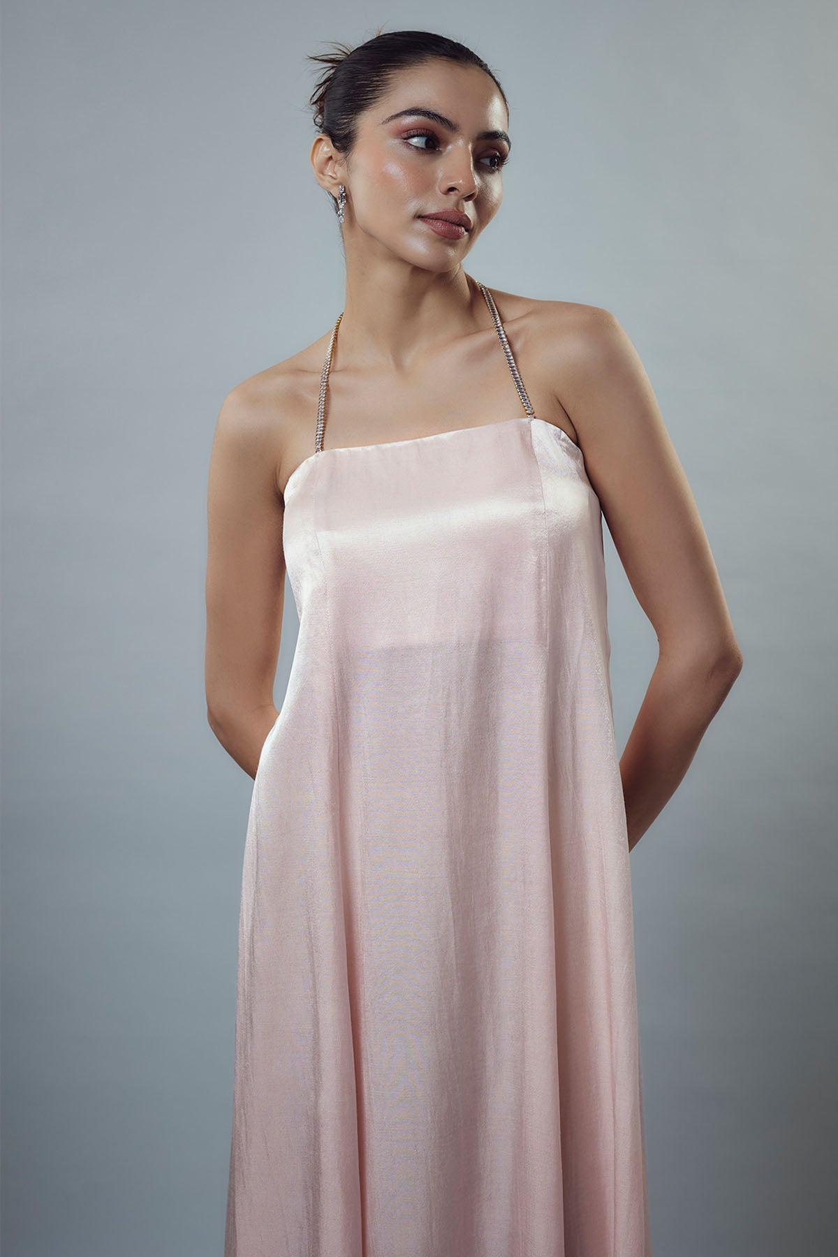 Pink Embellished A-Line Gown