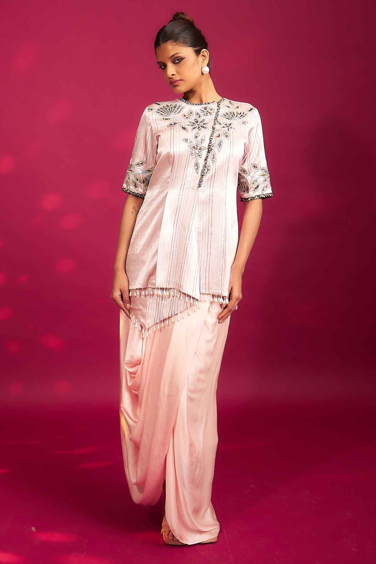 Sejal Kamdar Pink Embellished Jacket & Dhoti for women online at ScrollnShops