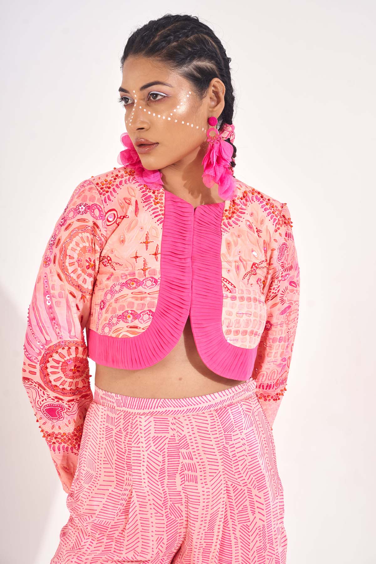 Pink Embellished Jacket & Pants