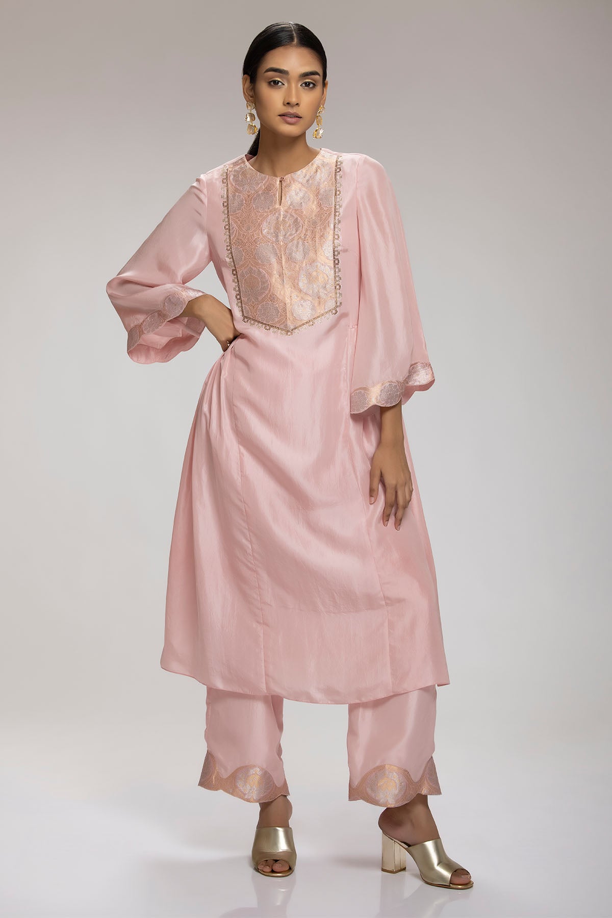 Chhaya Mehrotra Pink Embellished Kurta & Pants for women online at ScrollnShops