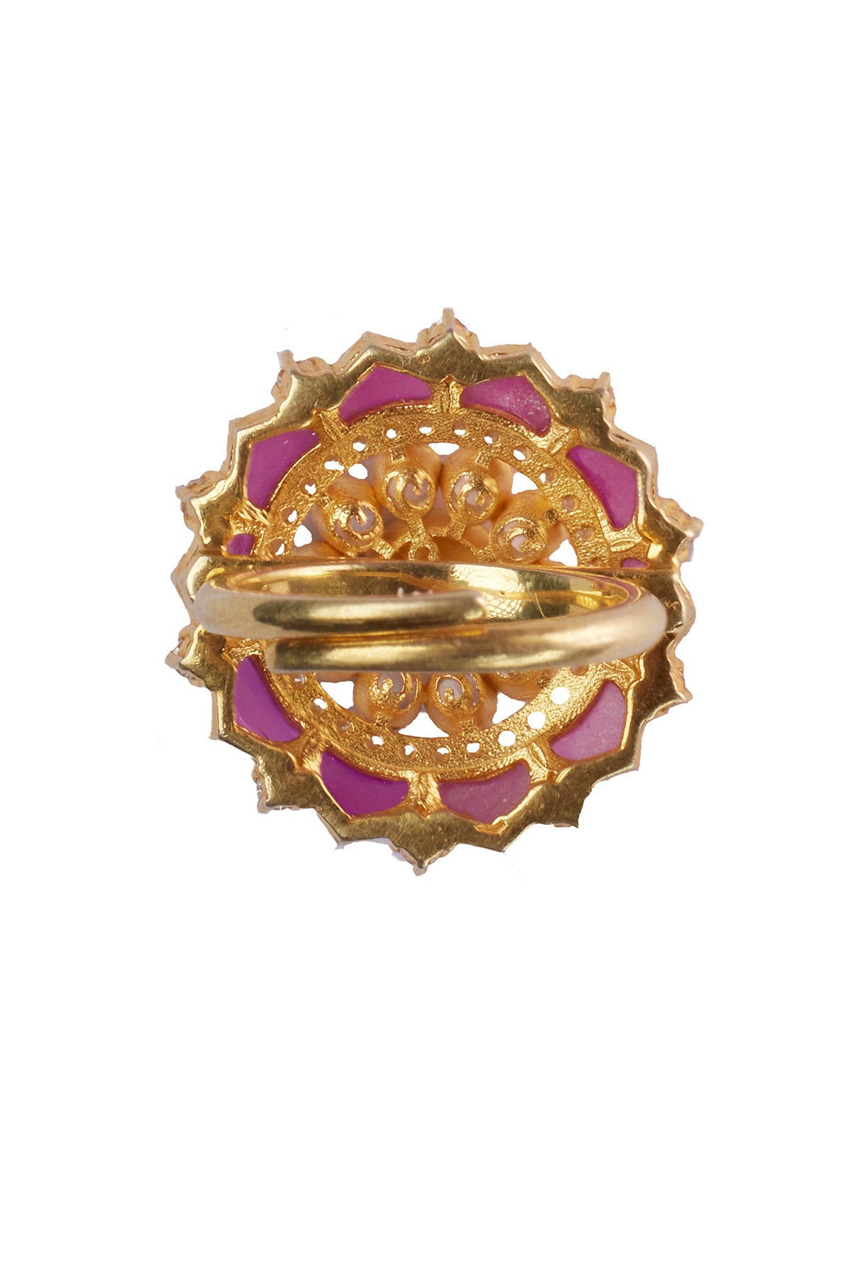 Pink Embellished Polki Ring