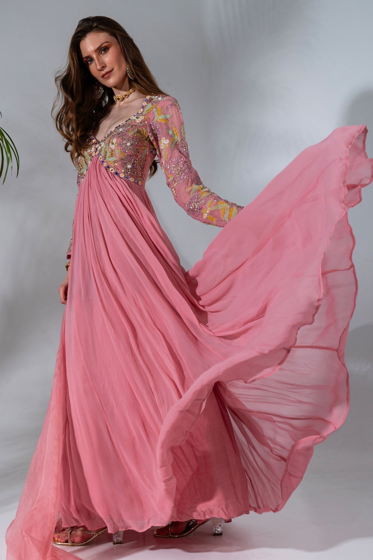 Designer Neha Khullar Pink Georgette Anarkali Set for Women Online