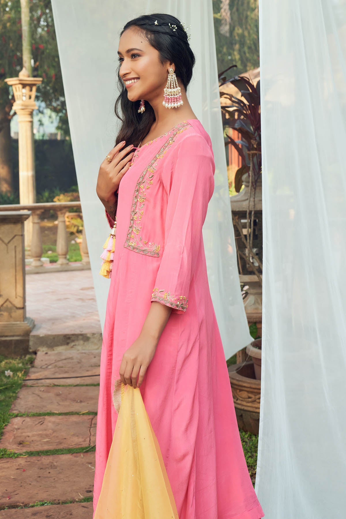 Eccentric Pink Anarkali Set