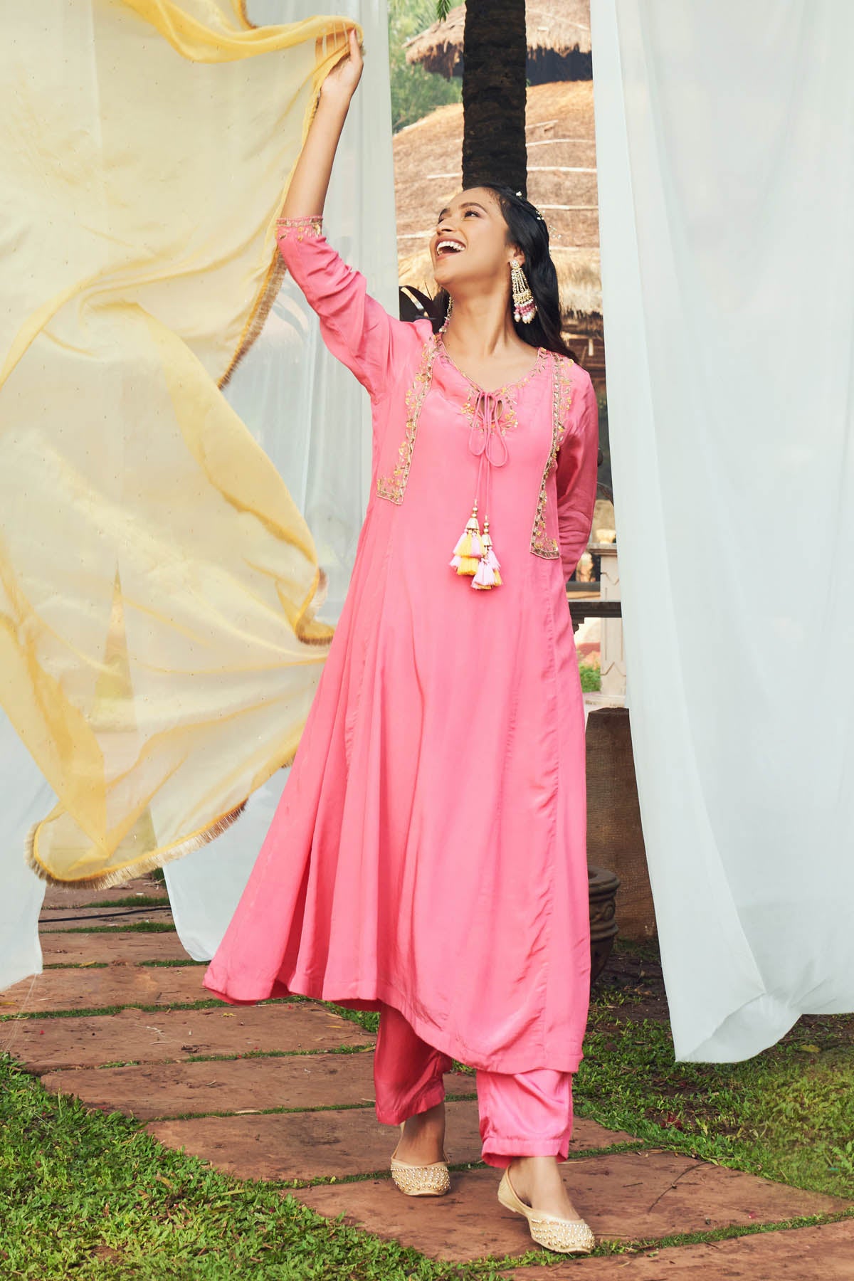 Eccentric Pink Anarkali Set