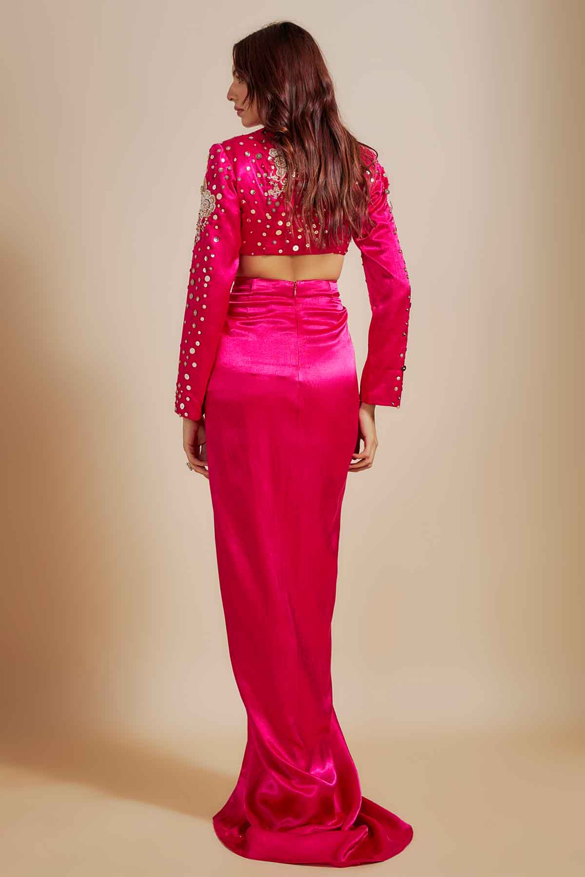 Pink Embroidered Blazer & Skirt