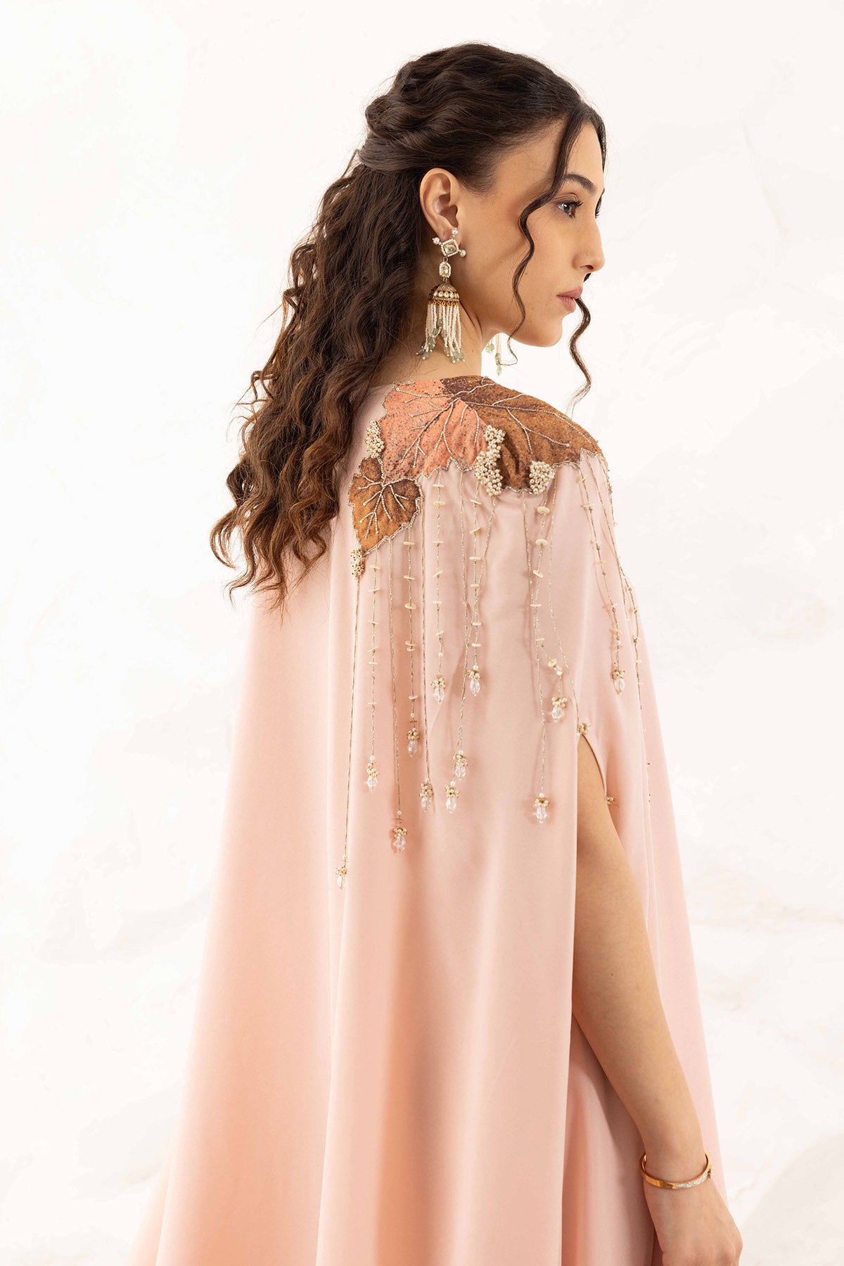 Pink Embroidered Cape & Pants