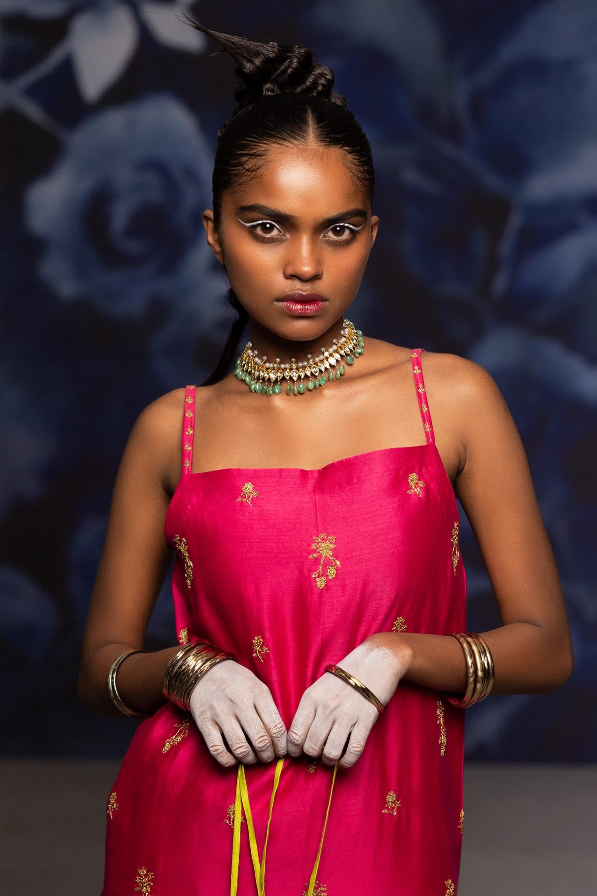 Pink Embroidered Chanderi Kurta