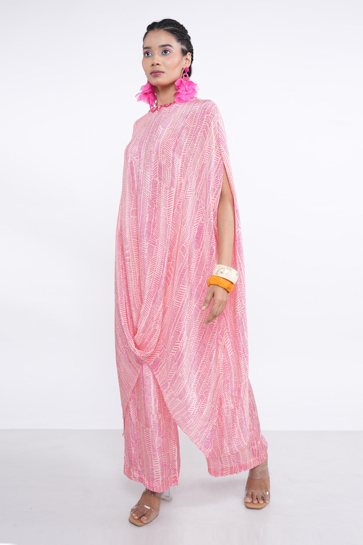 Pink Embroidered Cowl Kurta Set