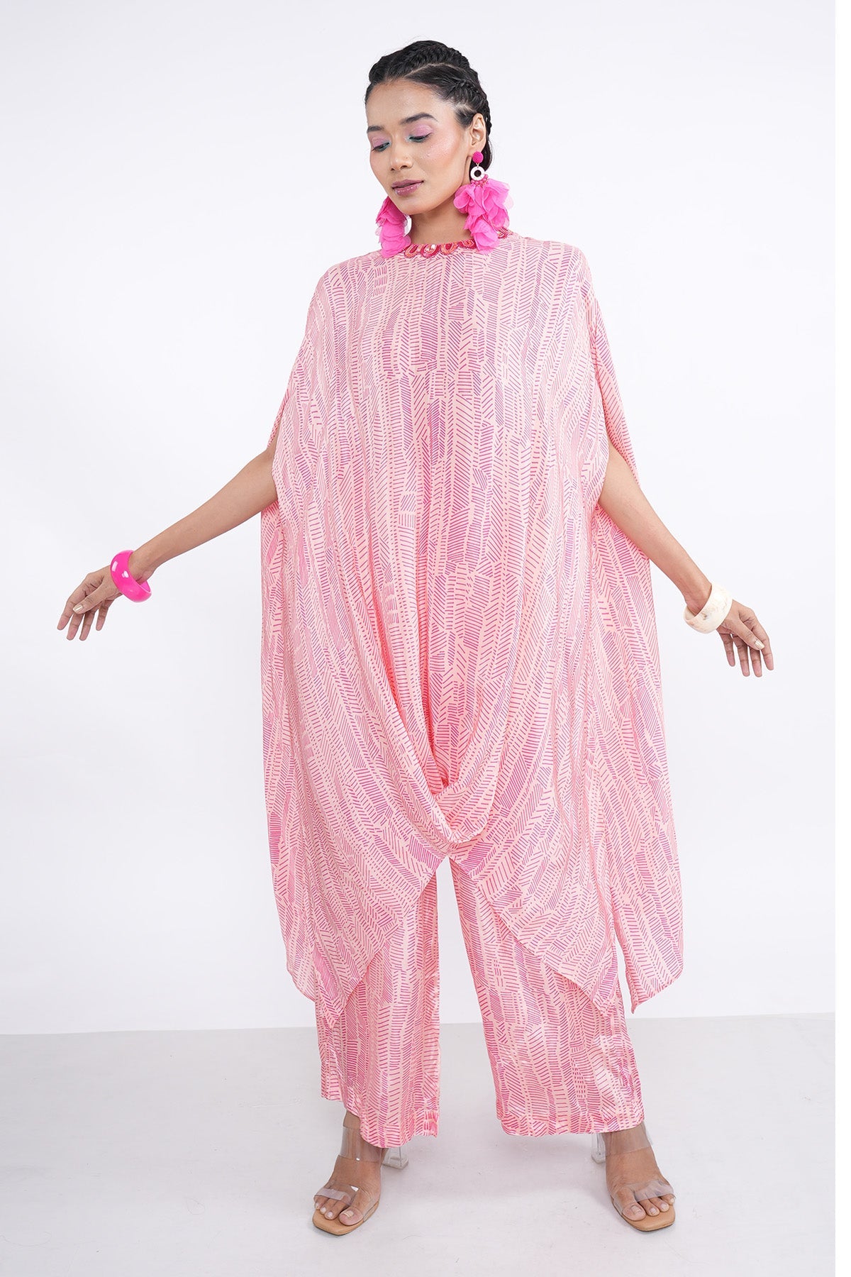 Buy Pink Embroidered Cowl Kurta Set by Demira for women online at ScrollnShops