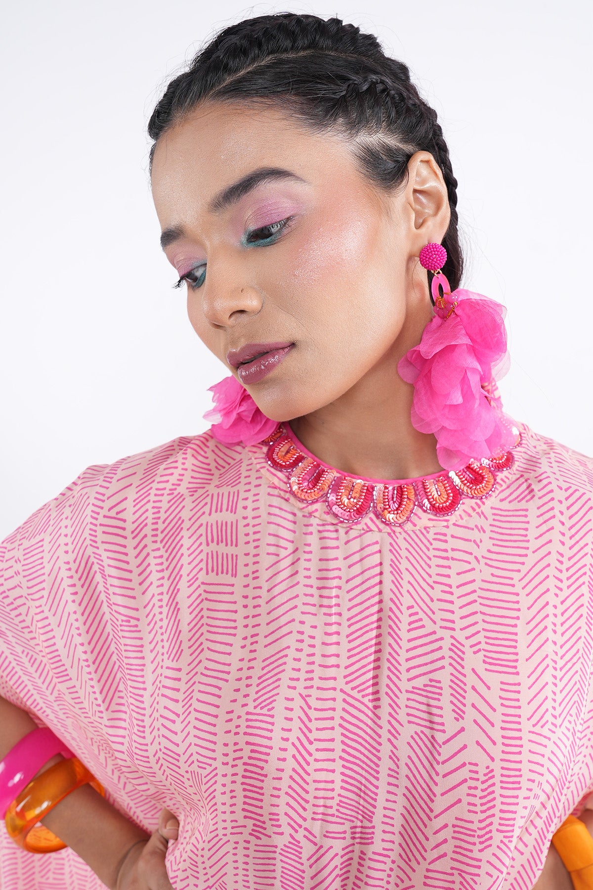 Pink Embroidered Cowl Kurta Set