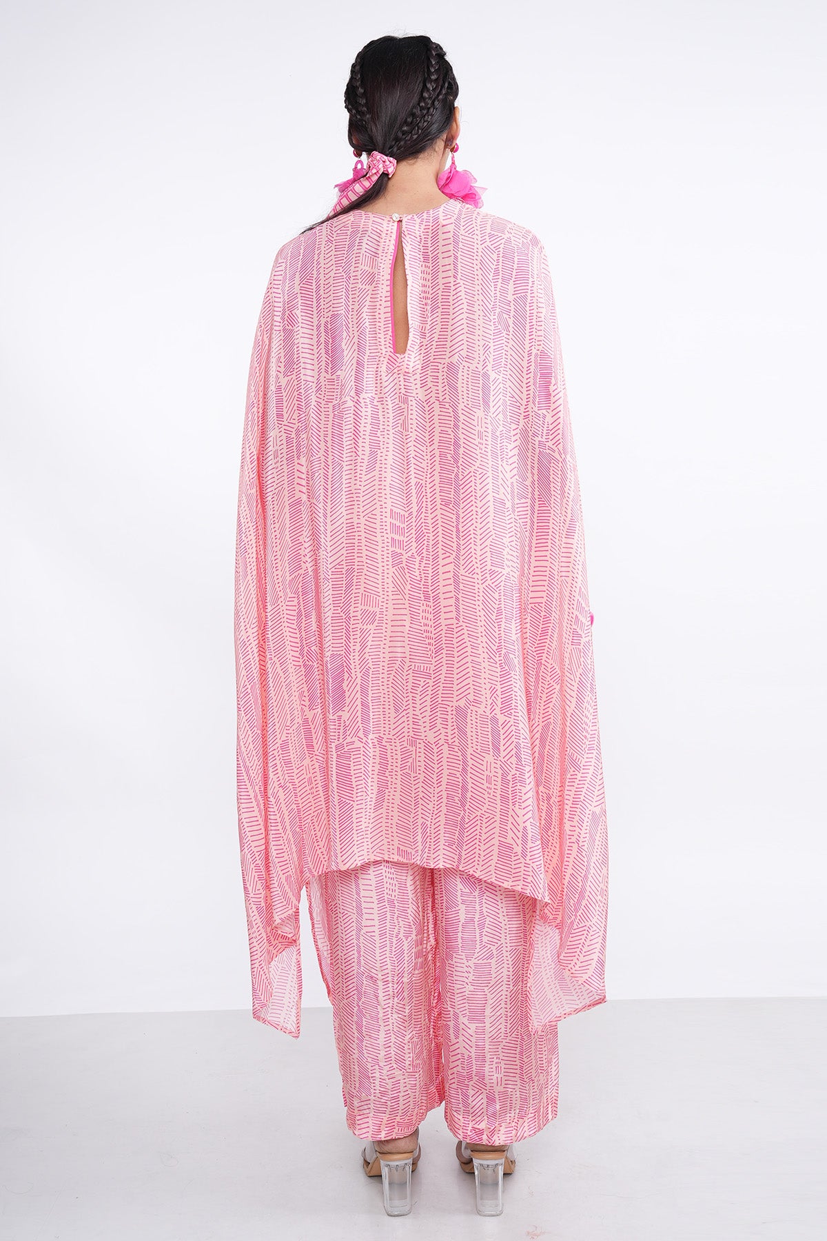 Pink Embroidered Cowl Kurta Set