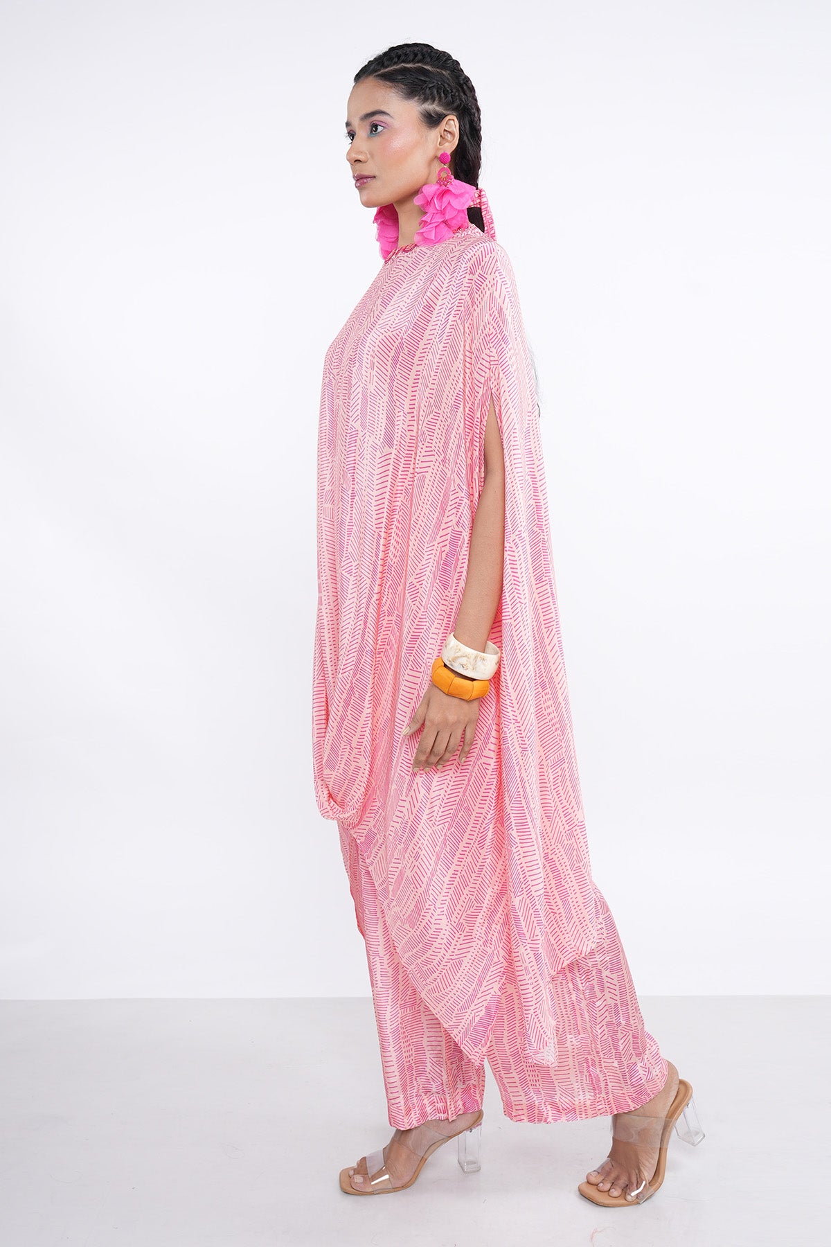Pink Embroidered Cowl Kurta Set