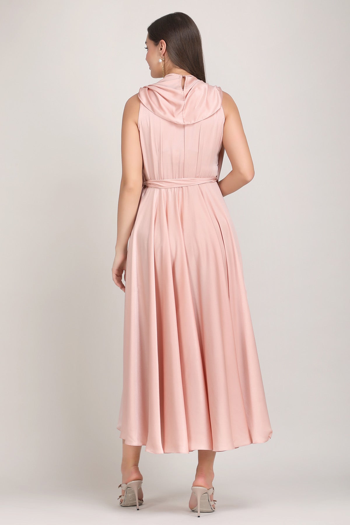 Pink Embroidered Draped Dress