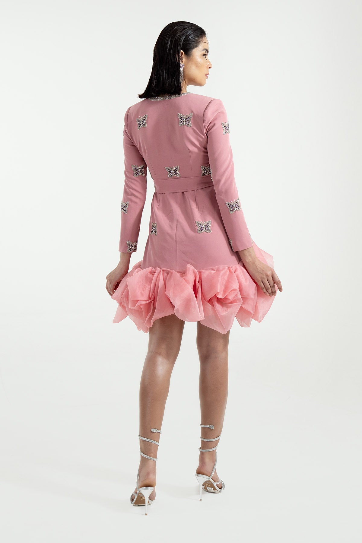 Pink Embroidered Frill Dress