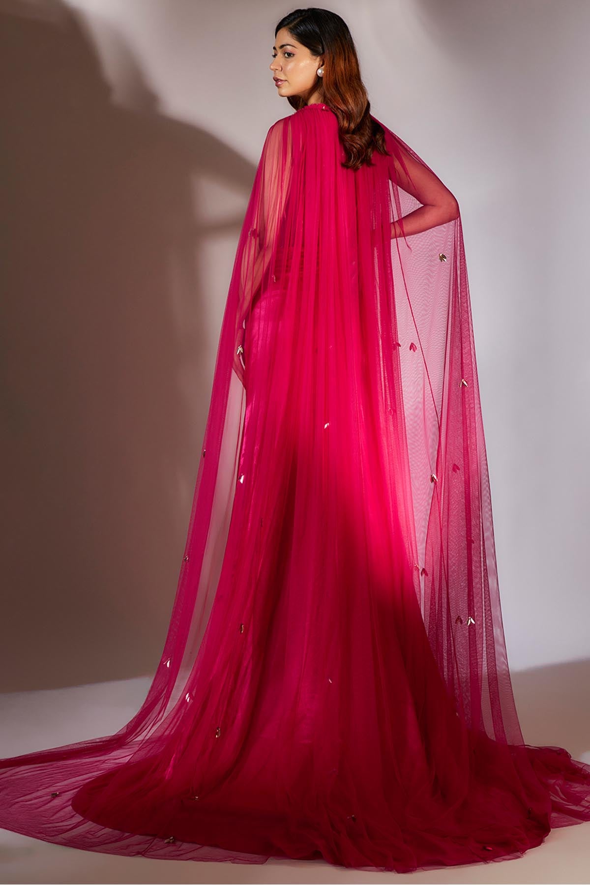 Pink Embroidered Gown & Cape